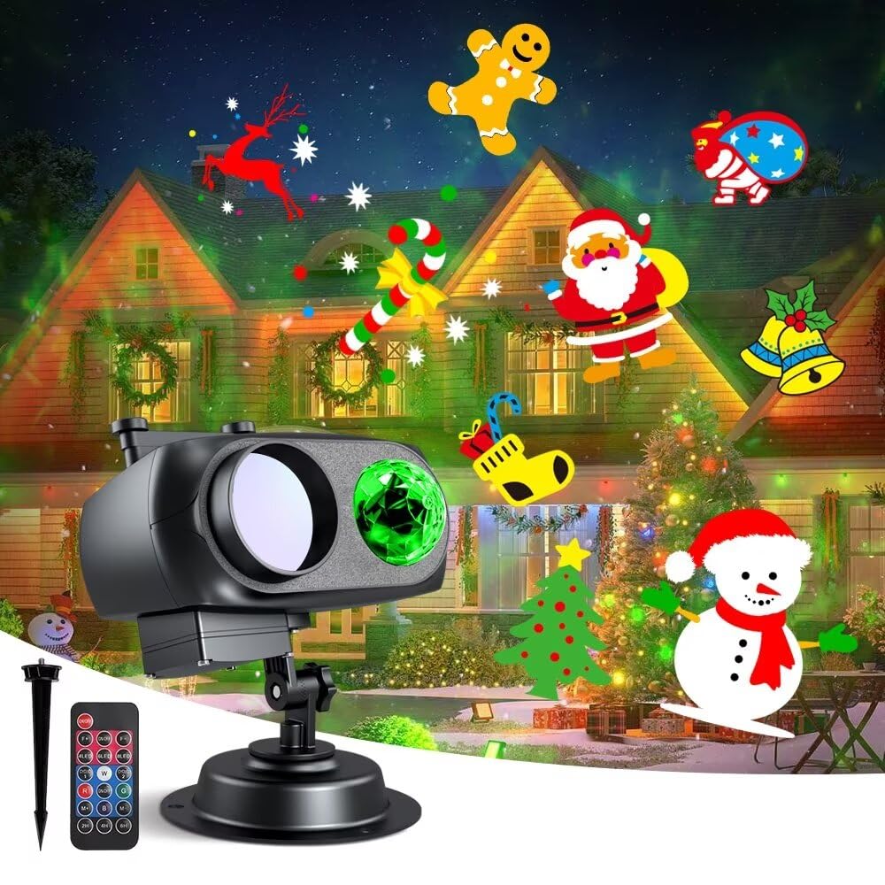 Outdoor Christmas LED Projection Light with Remote Control & Timer - Holiday Decorative Lighting for Garden, Patio, and Party Decor | Perfect for Xmas, Halloween, and Special Events