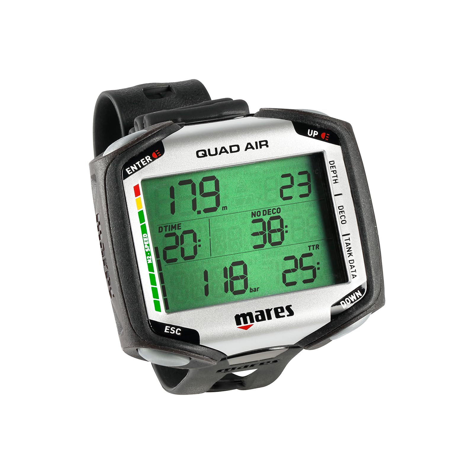 MARES Quad Air Smart Wrist Dive Computer for Scuba Diving - Black | Depth Gauge, Digital Compass & Nitrox Compatible | Perfect for Underwater Exploration & Professional Diving (Model 414169-BKBK)