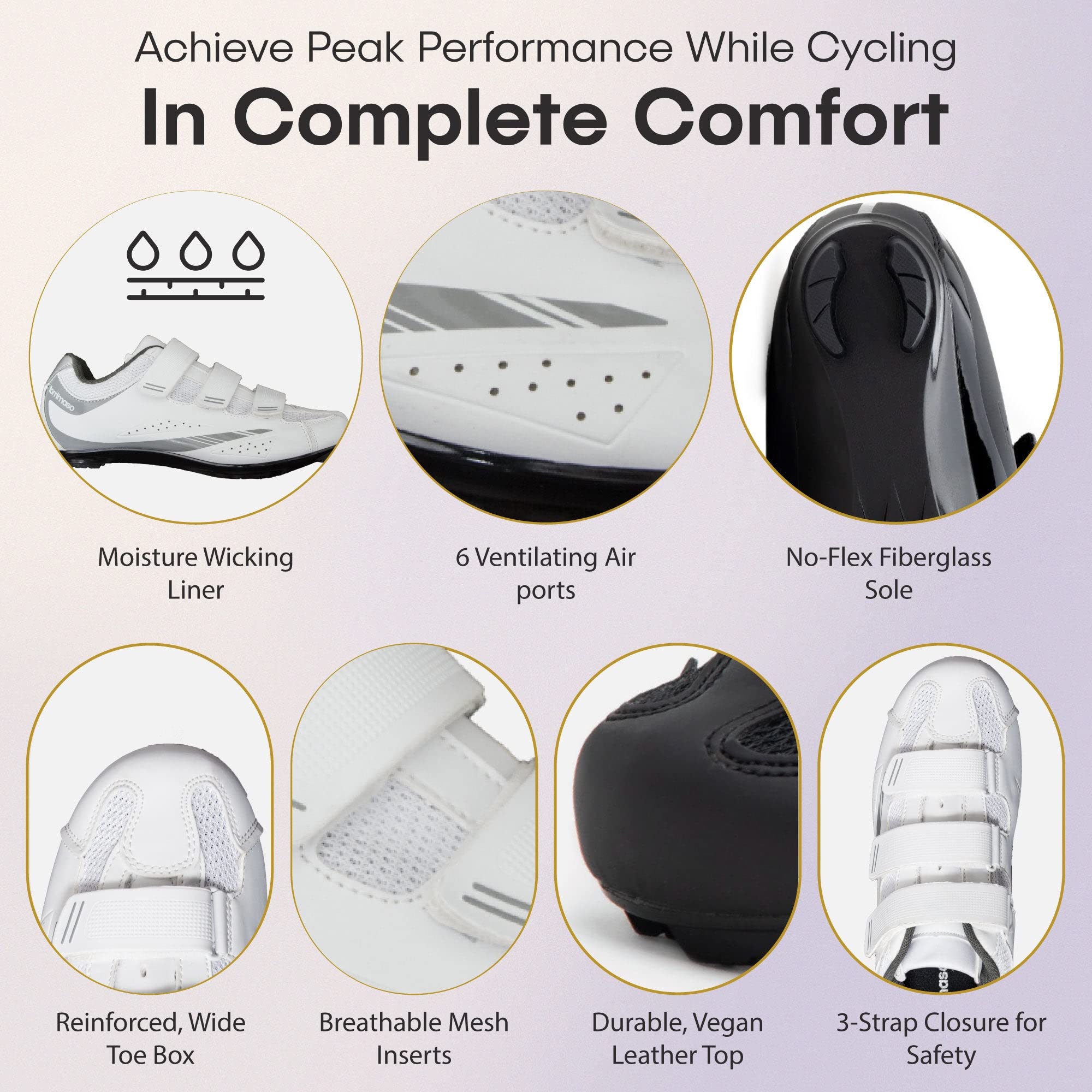Tommaso Pista Women's Cycling Shoes - SPD & Delta Cleat Compatible for Peloton & Indoor Spin Bikes - Lightweight & Breathable for Indoor Cycling, Spin Classes & Road Biking