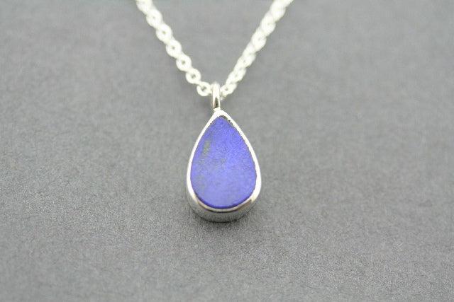 Lapis Lazuli Teardrop Silver Pendant Necklace for Women - Elegant Blue Gemstone Jewelry for Everyday Wear & Special Occasions