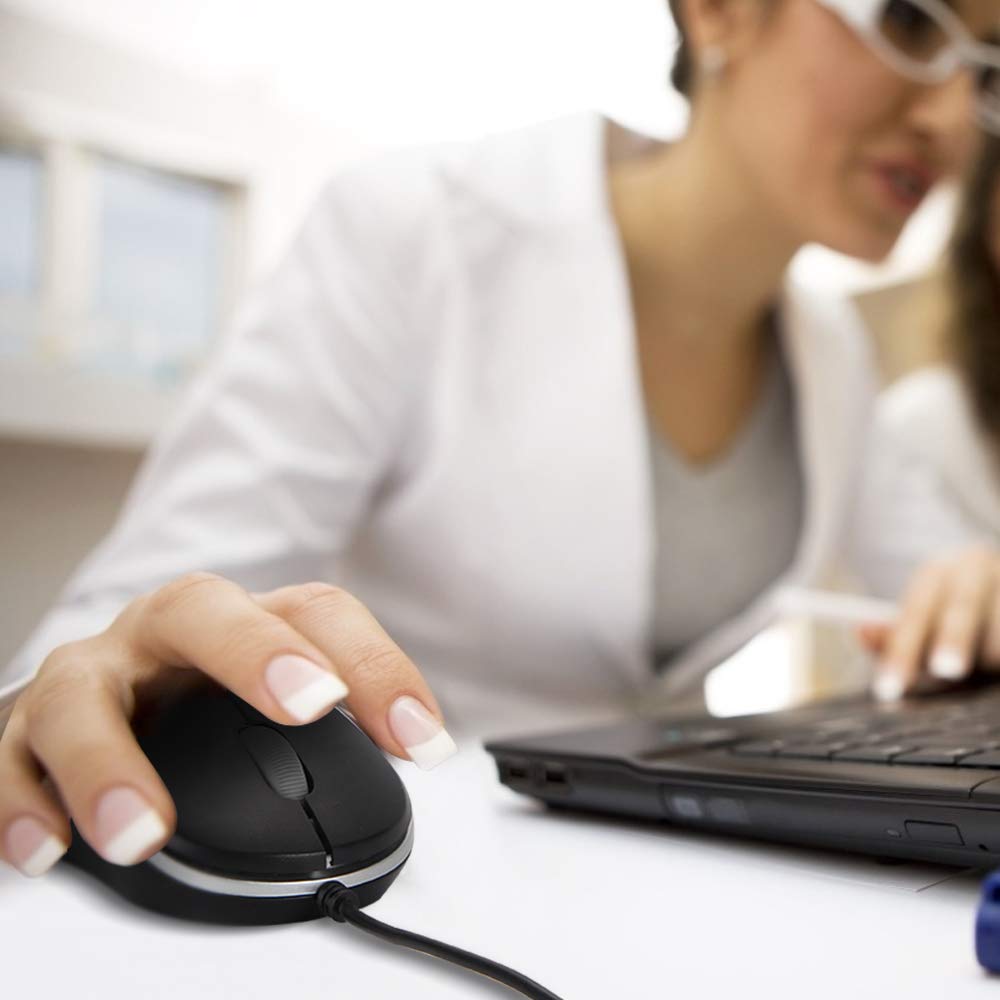 SOONGO 2 Pack USB Wired Mouse - Ergonomic Optical Computer Mice for Laptop, PC, Desktop - Silver (Perfect for Office Work, Home Use & Gaming)