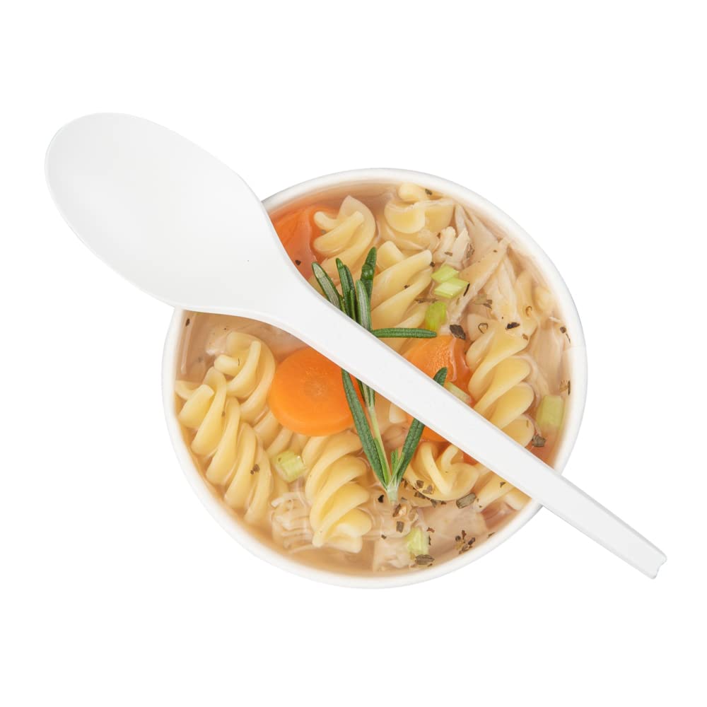 Eco-Friendly 6.5 Inch Compostable Spoons - 250 Pack Individually Wrapped Plant-Based Cutlery | BPI-Certified CPLA Disposable Silverware for Hot & Cold Foods | Perfect for Restaurants, Catering, Parties & Outdoor Events
