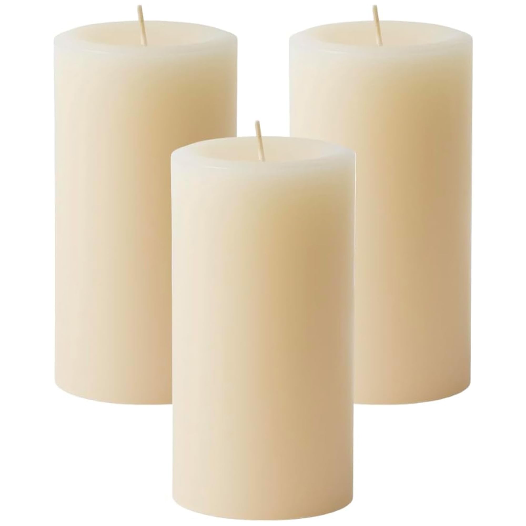 Premium Handmade Vanilla Scented Pillar Candles Set of 3 - Dripless, Essential Oil Infused, 80-Hour Burn Time (3x6 inch) for Home Decor, Wedding Centerpieces & Relaxing Aromatherapy