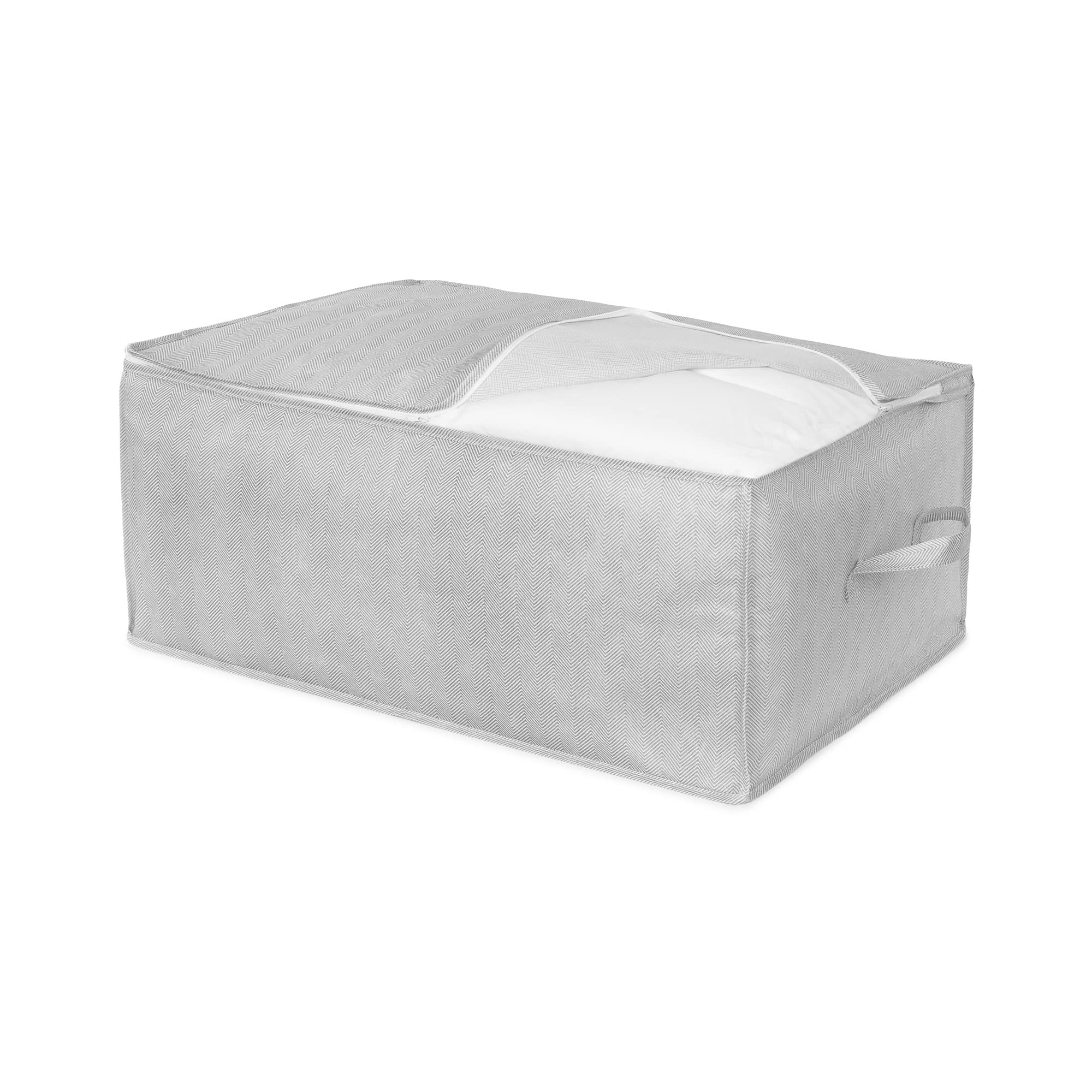 Boston Underbed Storage Bags - Non-Woven Polypropylene Compactor for Bedding, Duvets & Seasonal Clothes | Zipper Closure & Handles | Space-Saving Gray/White Storage Cubes | Perfect for Small Apartments, Dorm Rooms & Closet Organization