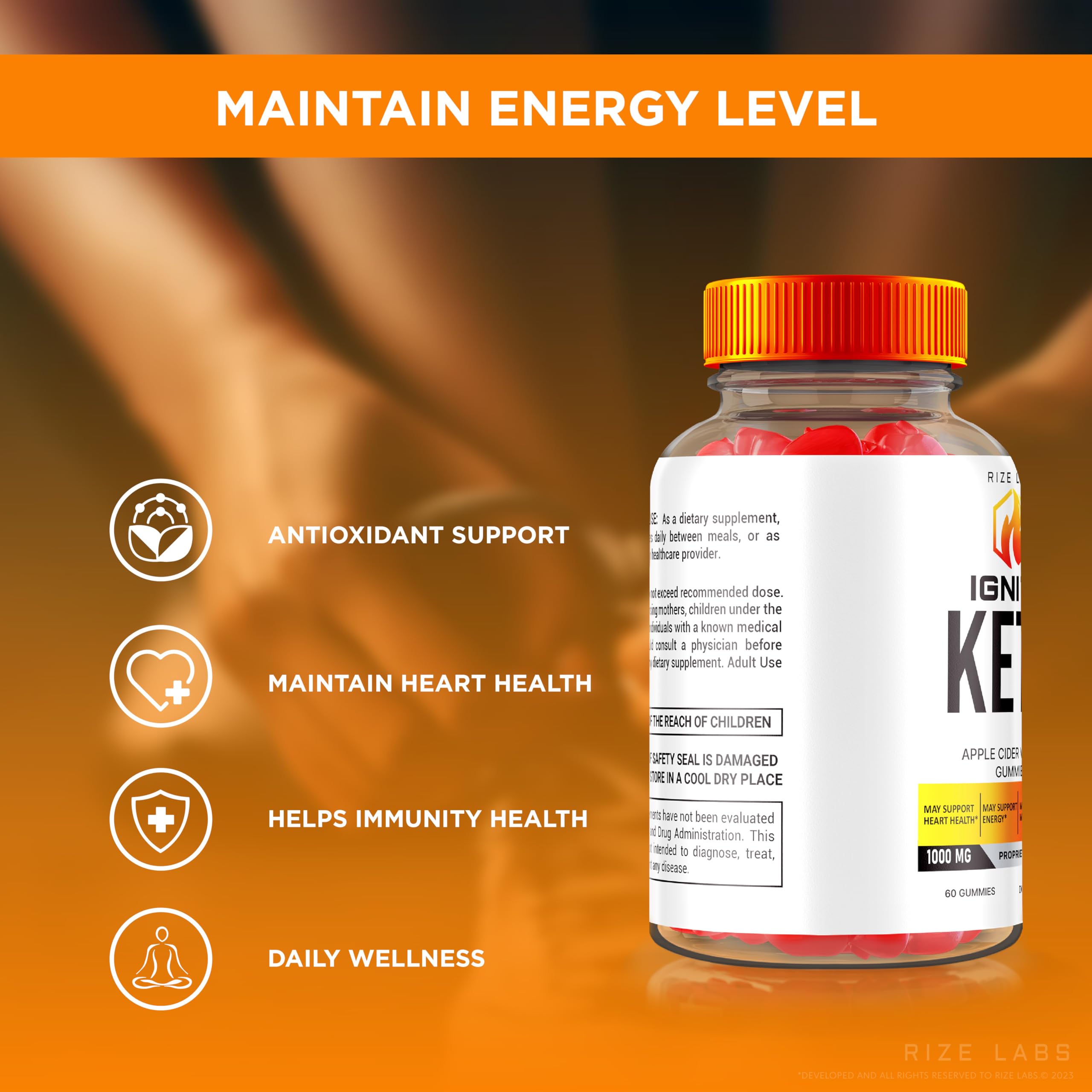 Pack of 2 Ignite Keto ACV Gummies for Advanced Weight Loss - Apple Cider Vinegar Dietary Supplement (120 Gummies) | Supports Ketosis, Metabolism & Appetite Control - Perfect for Keto Diet & Healthy Lifestyle