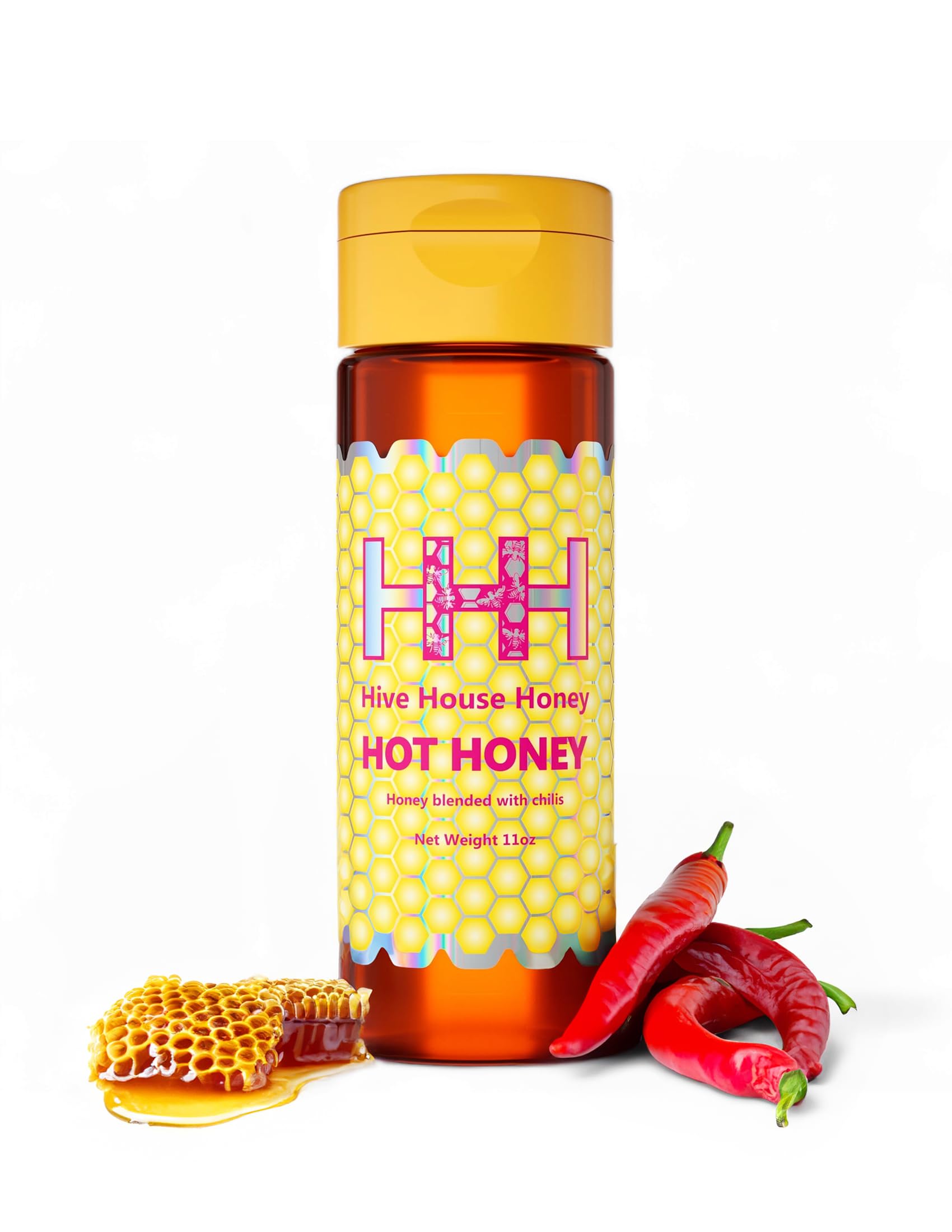 Hive House Hot Honey - Spicy Infused Raw Honey for Cooking, Glazes & Cocktails - Perfect for BBQ, Wings, Pizza & Cocktail Mixing