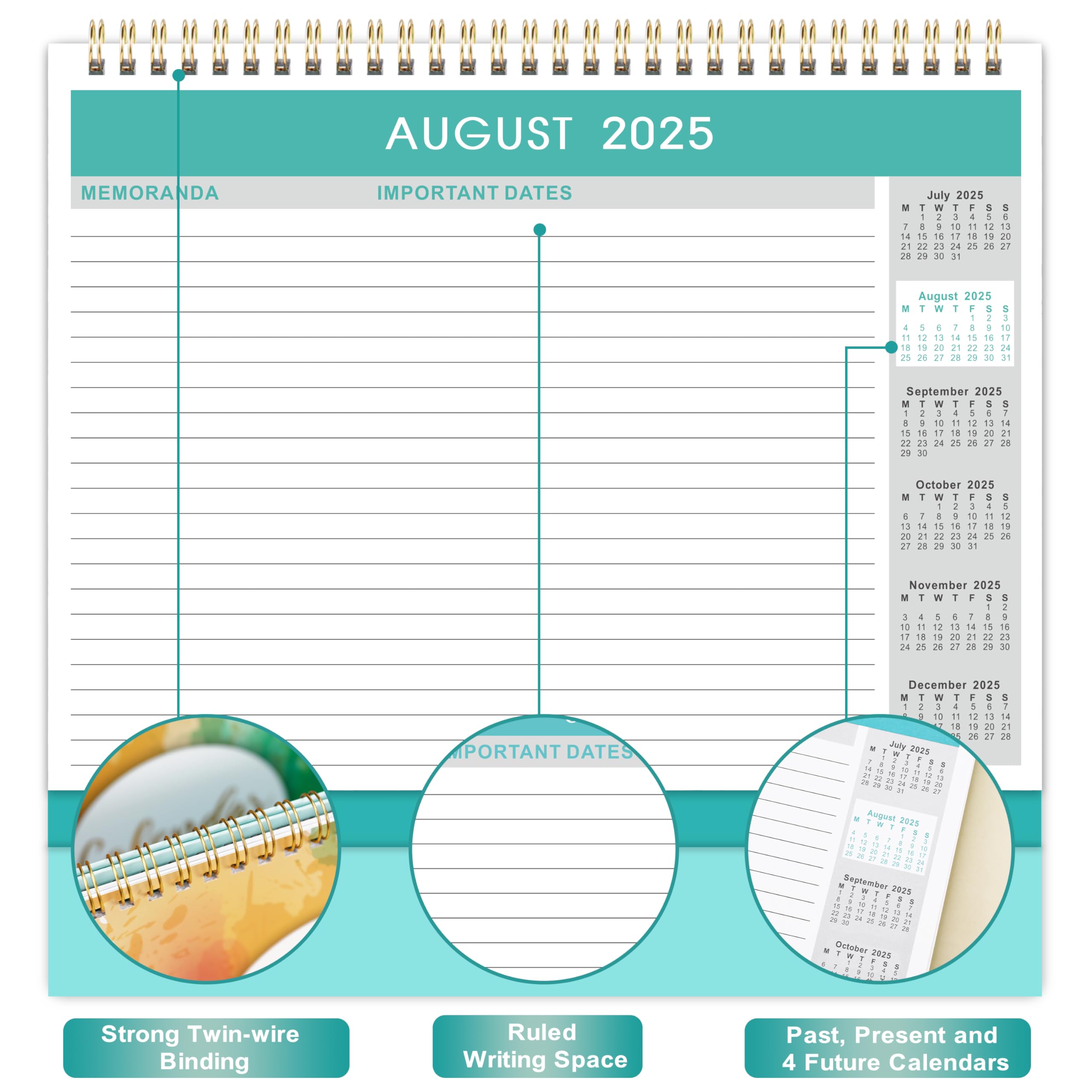 2025-2026 18-Month Desk Calendar | July 2025 to December 2026 | Monday Start | 25.3 x 20.5 x 7.8 cm | Rainbow Plaid Design | Perfect for Office, Home & School Planning