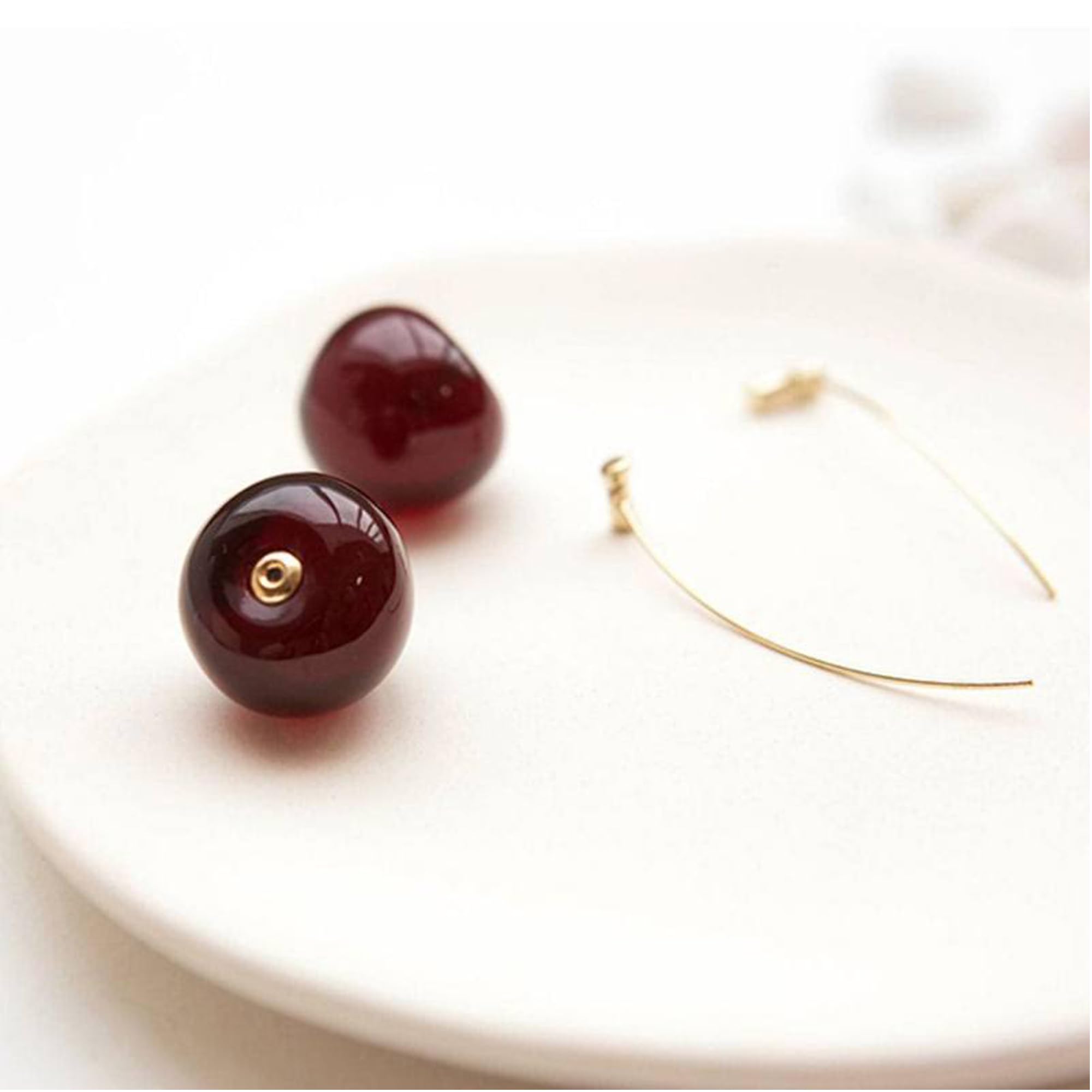 Red Cherry Gold Plated Dangle Earrings for Women - Fashion Frill Drop Earrings for Girls, Perfect Gift for Her - Elegant Jewelry for Parties, Dating & Special Occasions