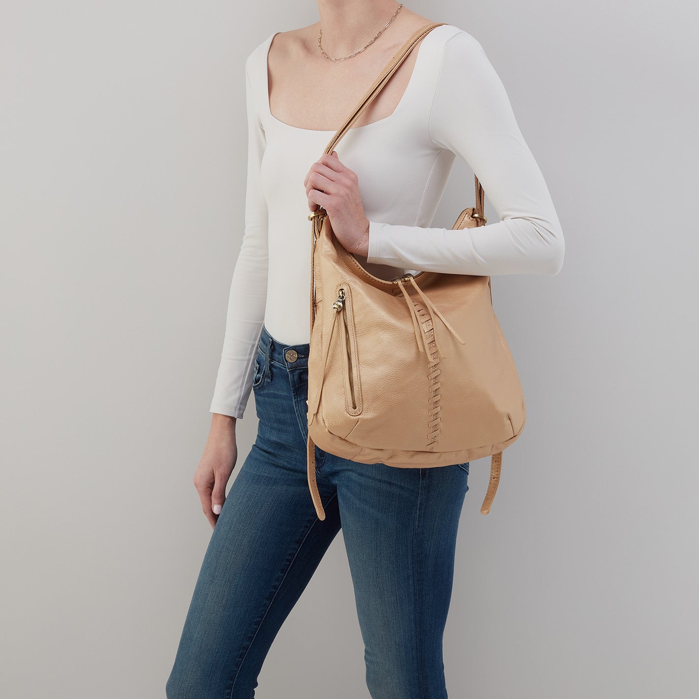 Merrin Convertible Backpack in Pebbled Metallic Leather - Dusty Gold | Stylish Laptop Backpack for Women & Men | Perfect for Work, Travel & Daily Commute