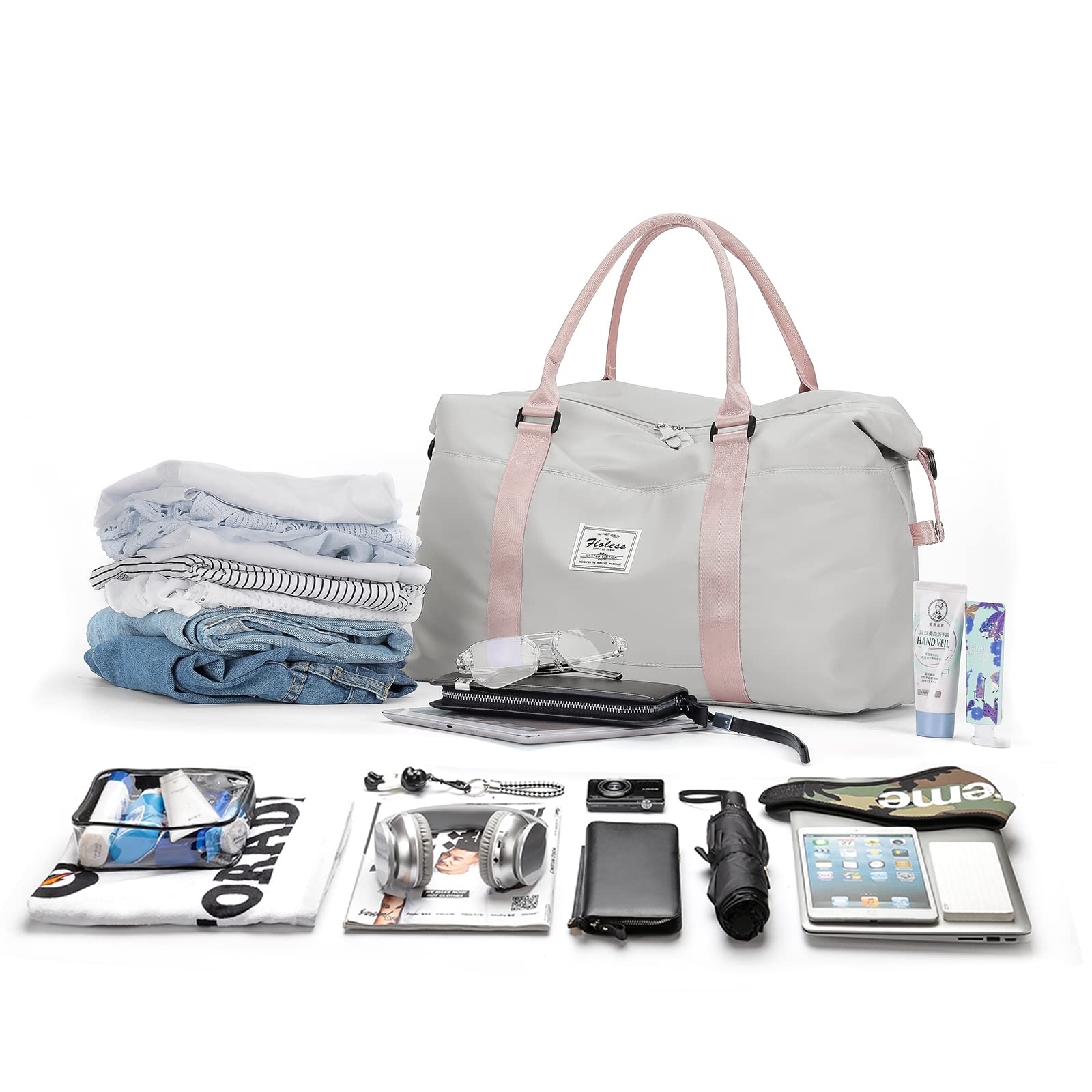 Best Travel Duffel Bag for Women - Lightweight Sports Tote & Gym Shoulder Bag - Perfect as Weekender Overnight Bag for Travel, Workout, Yoga & Weekend Getaways