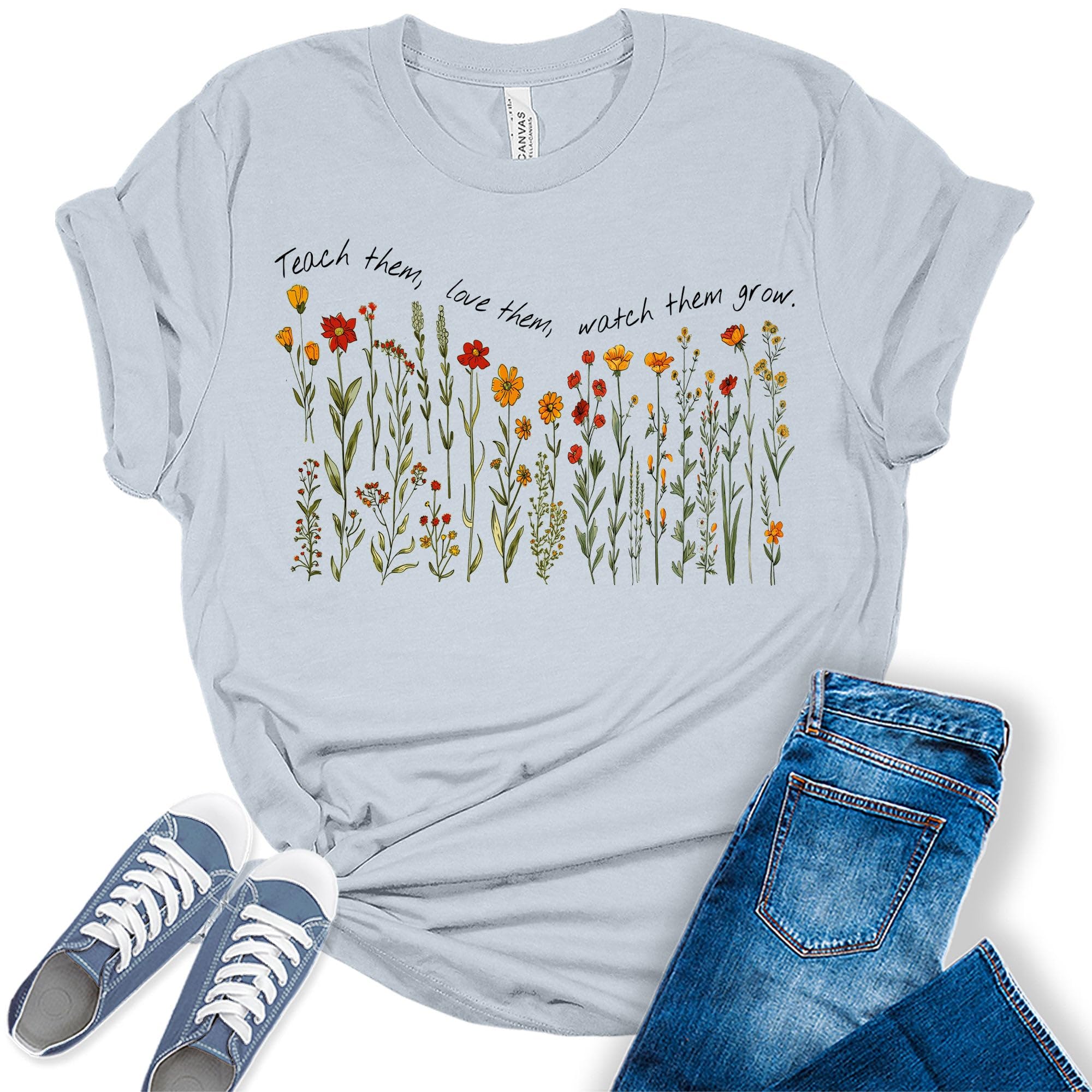 Vintage Graphic Tees for Women - Cute Letter Print Short Sleeve Teaching Shirts | Casual Teacher Outfits for Classroom & Everyday Wear