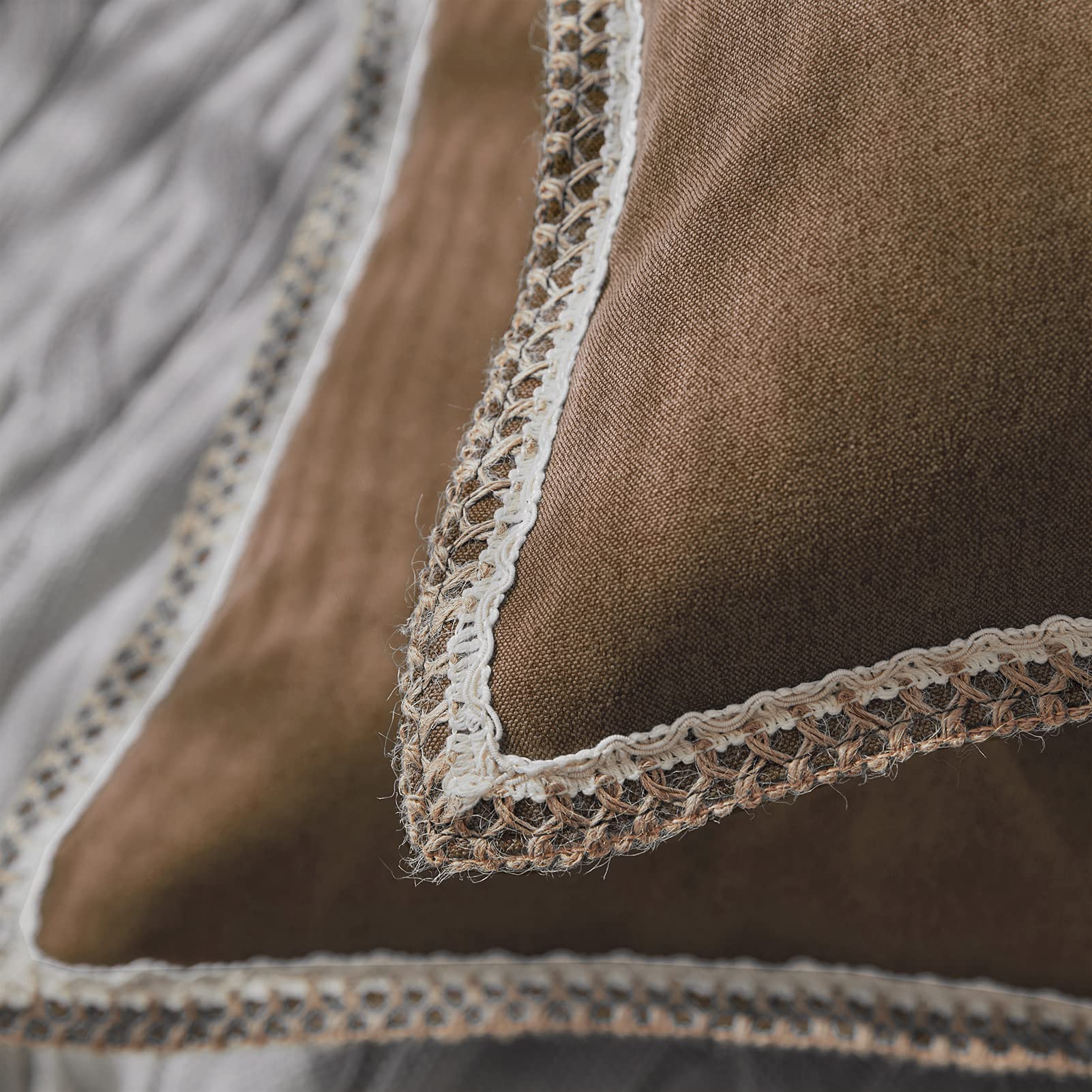 Premium Farmhouse Pillow Covers 12x20 (Pack of 2) - Faux Burlap Linen Throw Pillow Cases with Tailored Edges for Sofa, Couch & Chair - Rustic Home Decor for Living Room, Bedroom & Porch