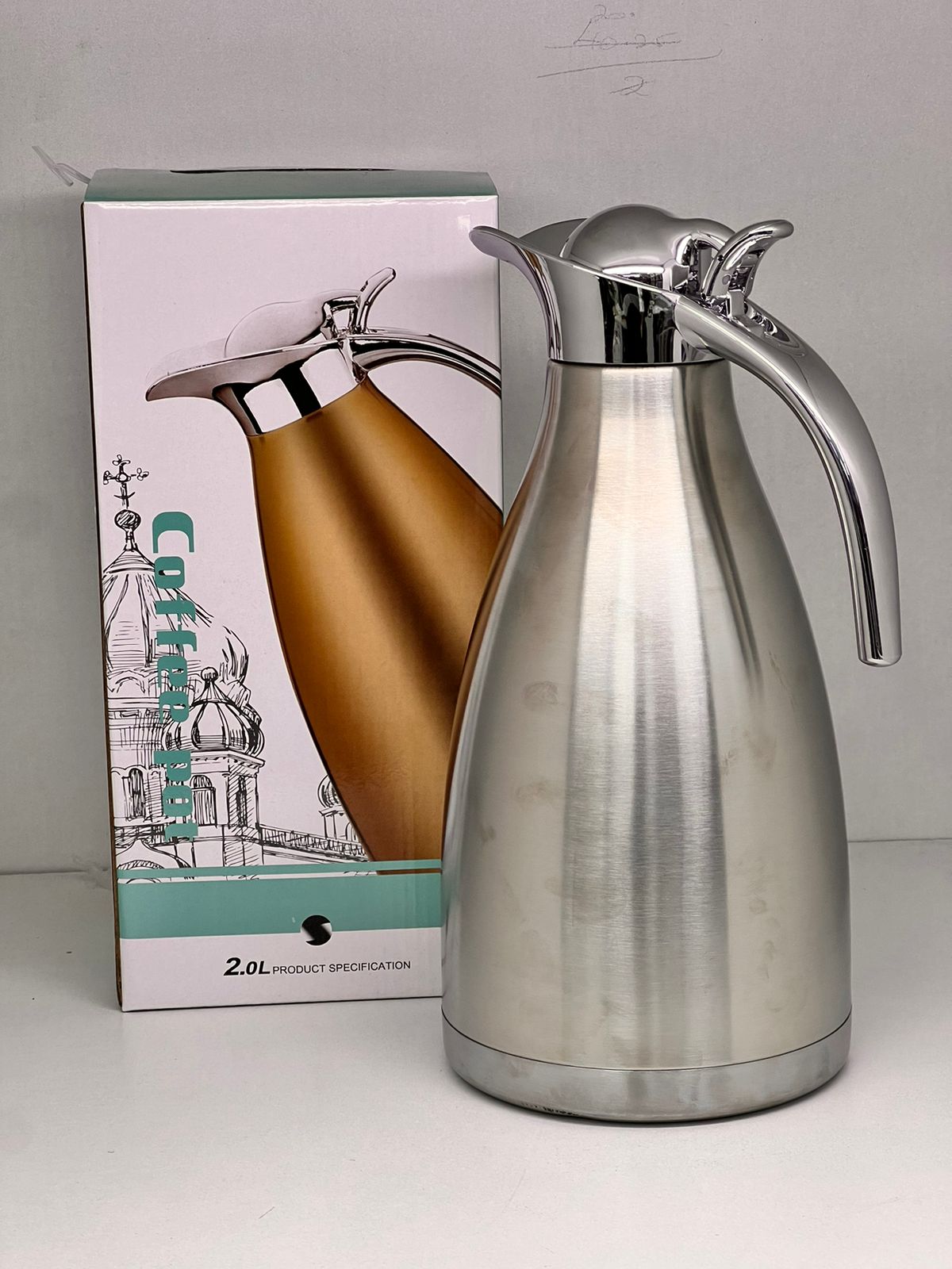 Premium Vacuum Insulated Coffee Carafe - Stainless Steel Silver, Keeps Coffee Hot for Hours - Perfect for Home, Office, and Outdoor Use