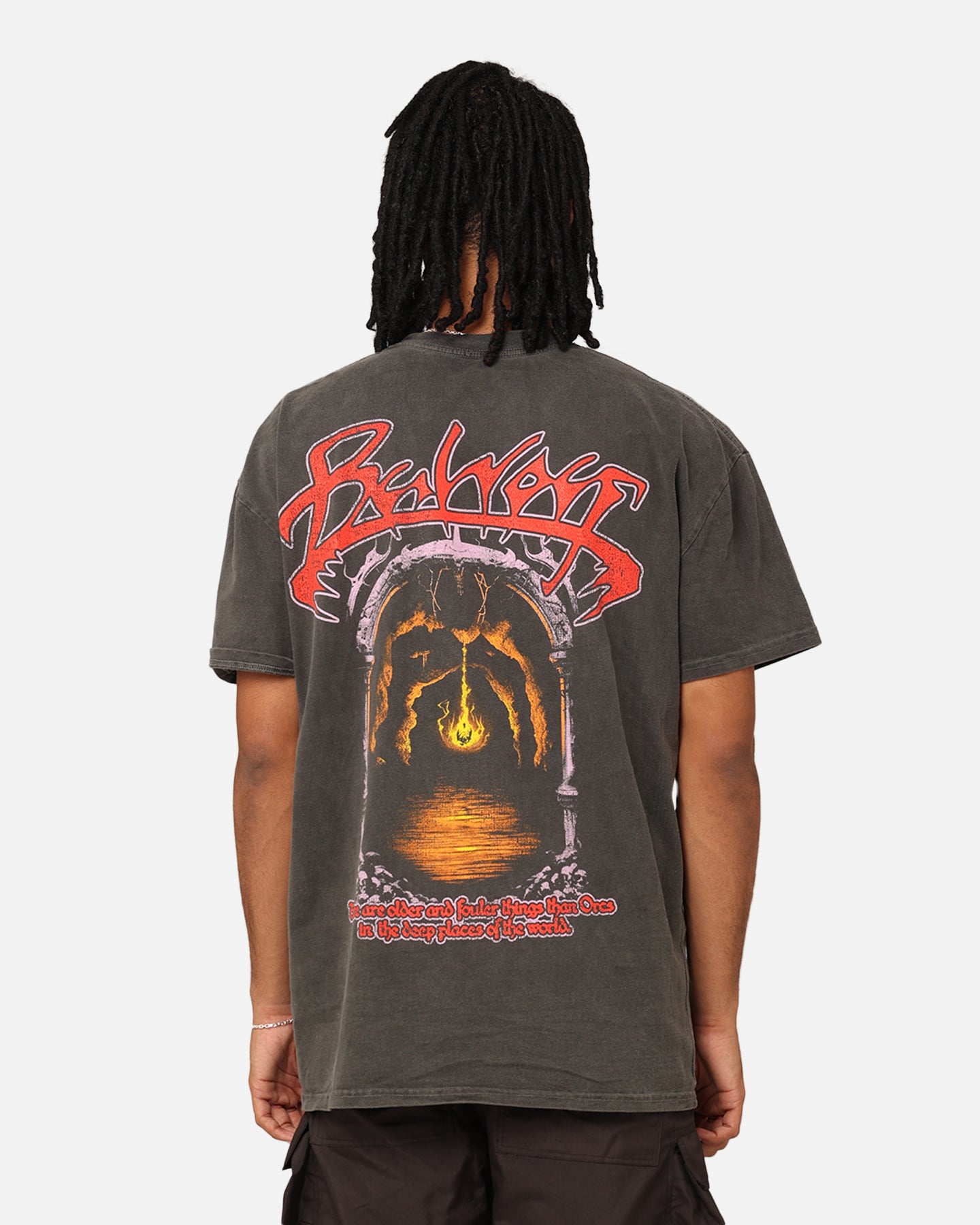 Lord of the Rings Balrog Graphic Heavyweight T-Shirt - Black Vintage Wash | American Thrift | Casual Wear, Cosplay & Fantasy Fan Merchandise