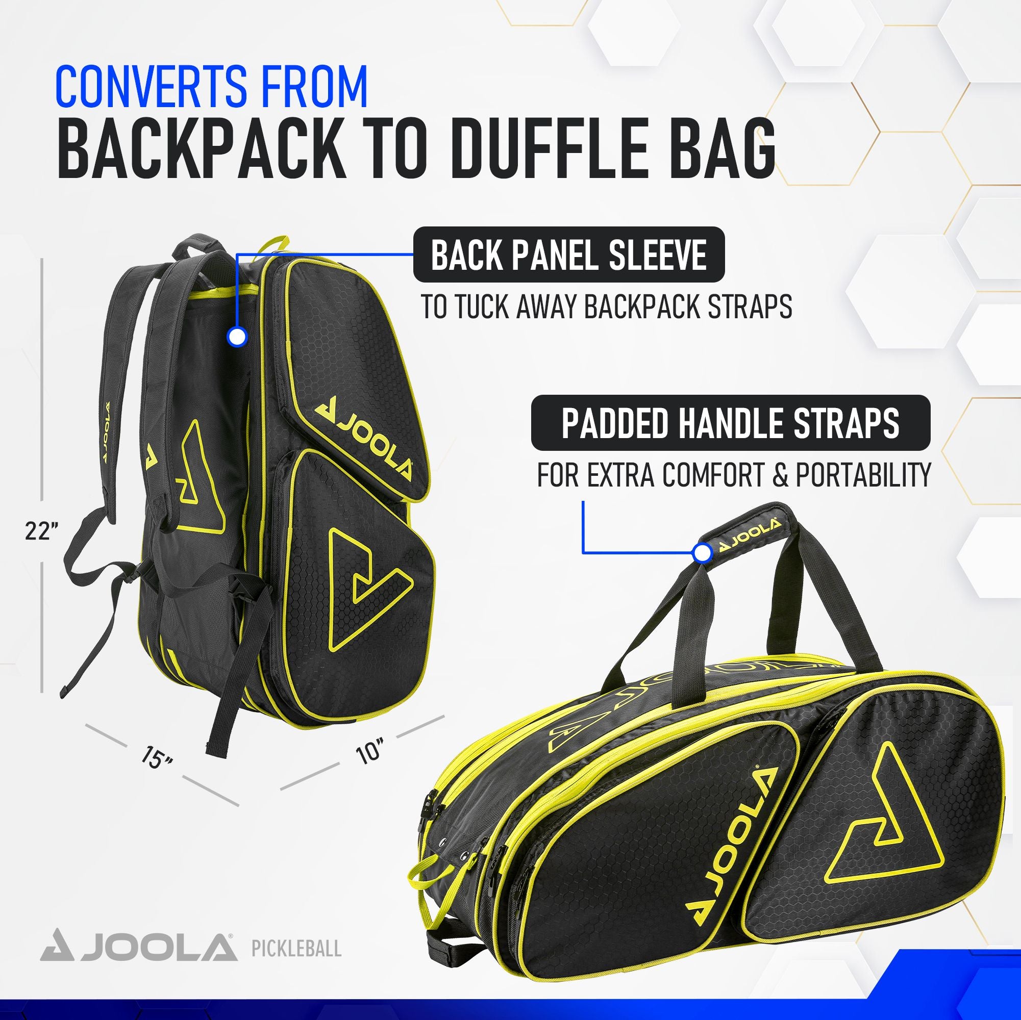 JOOLA Tour Elite Pickleball Bag - Premium Paddle & Gear Backpack for Men & Women (Black/Yellow) - Perfect for Tournaments, Training & Travel