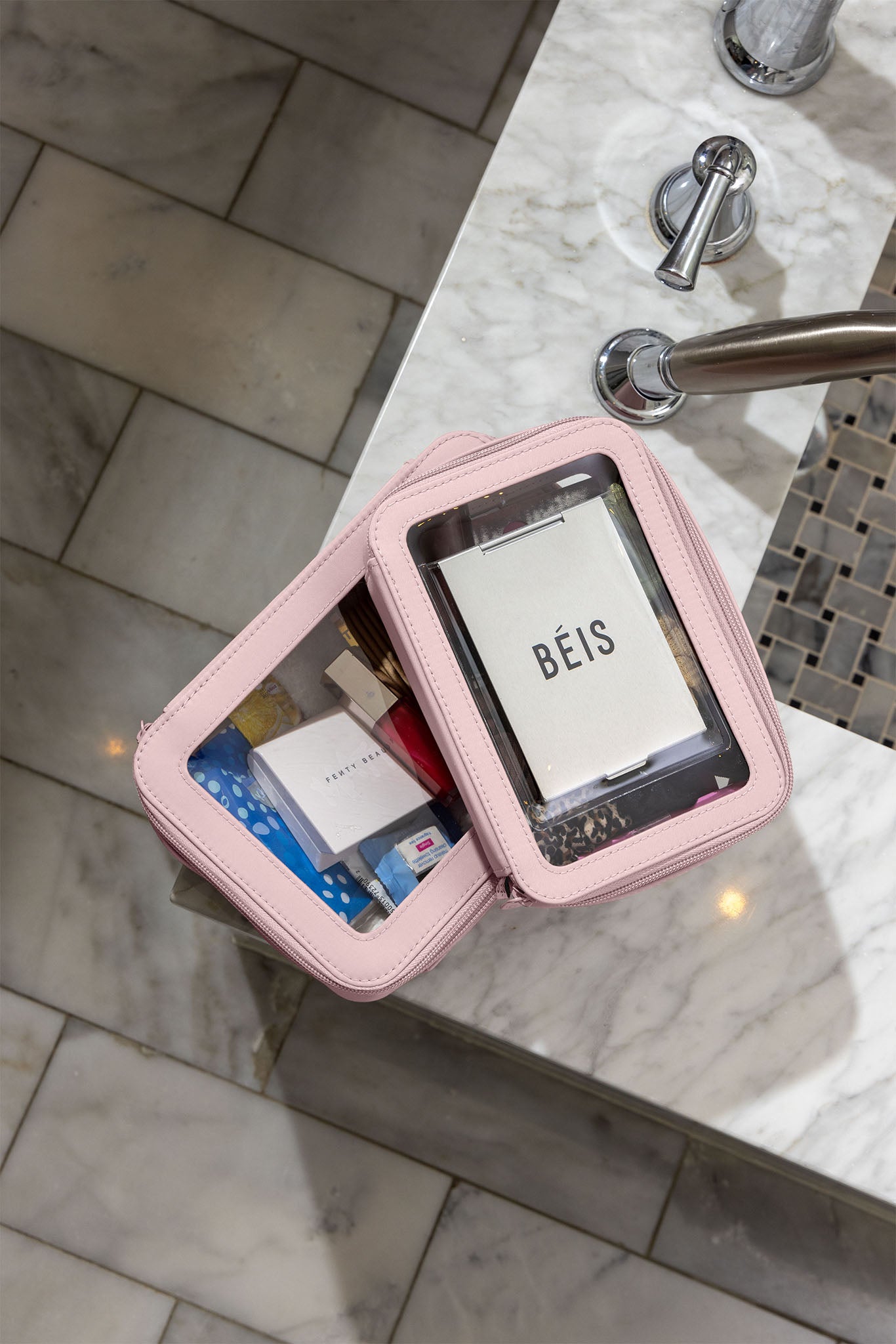 Premium Travel Cosmetic Set in Atlas Pink - TSA Approved Toiletry Bag for Airplane Essentials | Perfect for Carry-On, Vacation & Business Trips