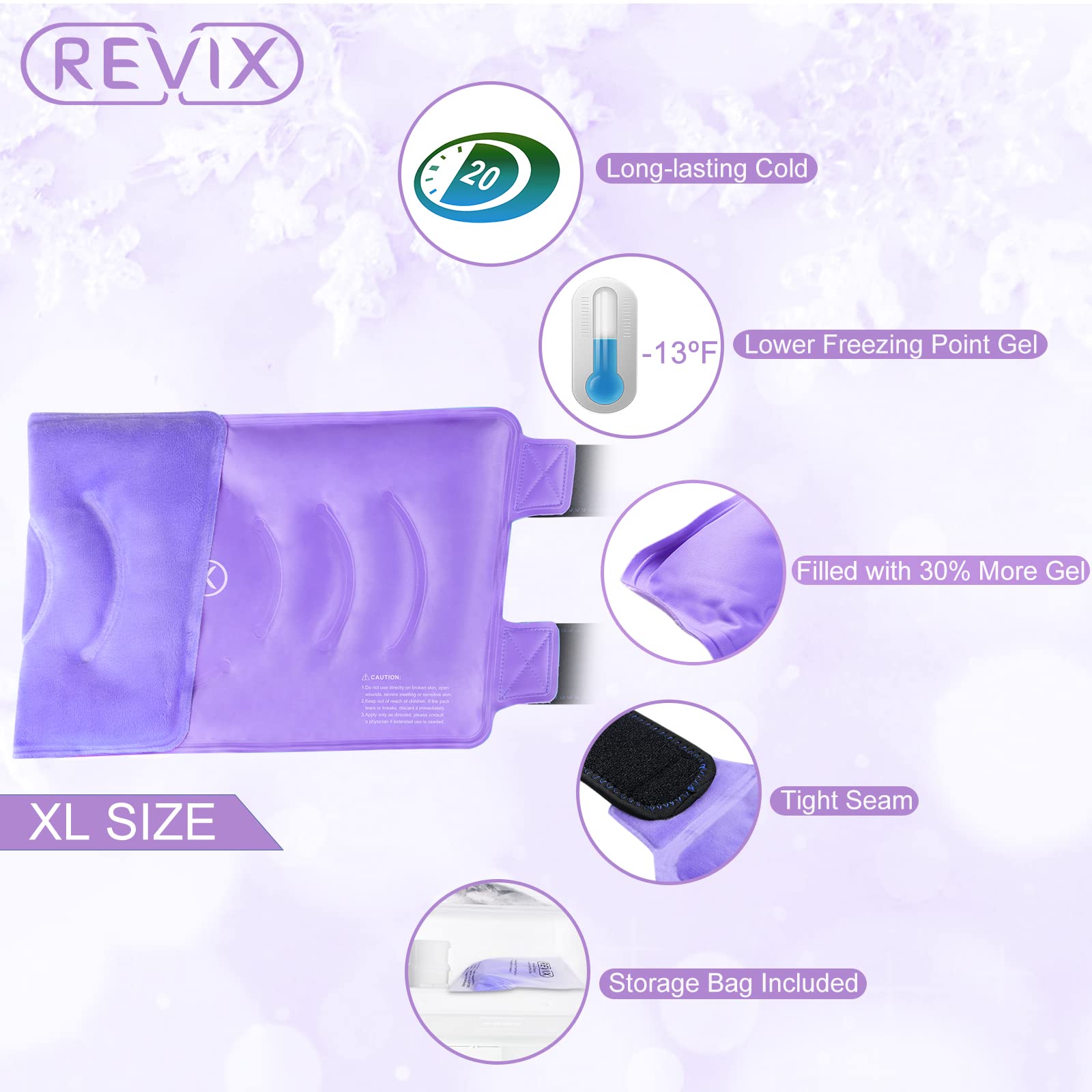 REVIX XL Knee Ice Wrap - Reusable Gel Ice Pack for Knee Pain Relief, Injuries & Recovery - Perfect for Sports, Arthritis & Post-Surgery Use