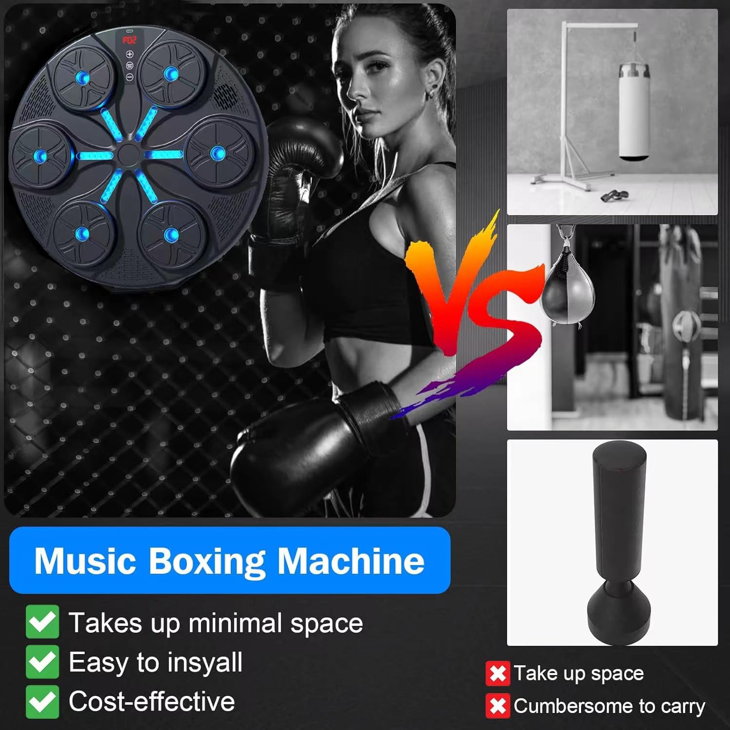 2025 Smart Boxing Machine with 2 Pairs of Gloves - Wall Mounted Home Gym Equipment for Cardio & Strength Training | Perfect for Home Workouts, Boxing Practice & Fitness Enthusiasts
