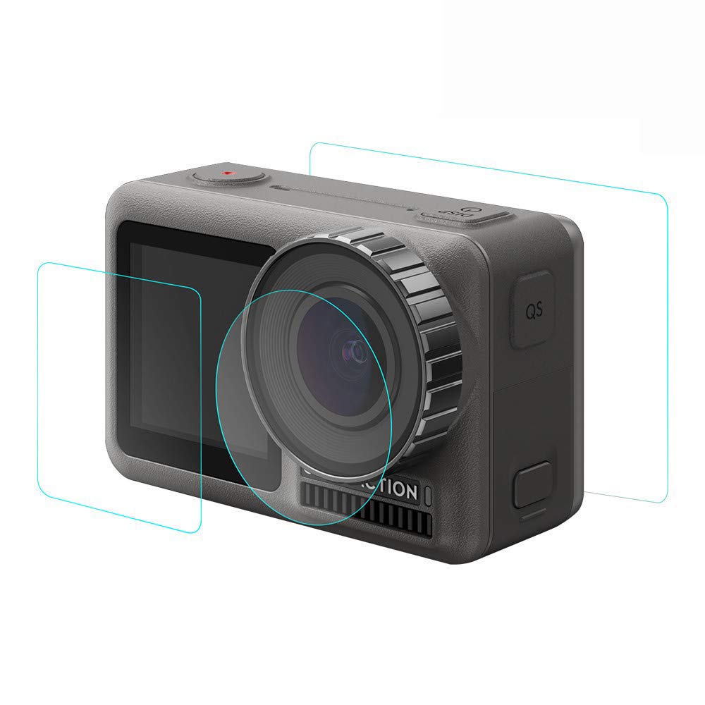 2 Pack Tempered Glass Screen Protector for DJI OSMO Action Camera - Scratch-Resistant Front/Back Lens Protective Film - Perfect for Outdoor Sports, Vlogging & Adventure Photography Accessories