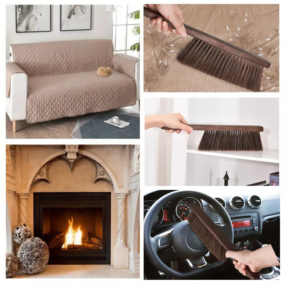 Soft Bristle Hand Broom Brush - Dust Cleaning Brush for Couch, Bed, Sofa, Car & Fireplace | Portable Dusting Brush for Home, Office & Vehicle Cleaning | Multi-Surface Cleaning Tool for Pet Hair, Lint & Debris Removal