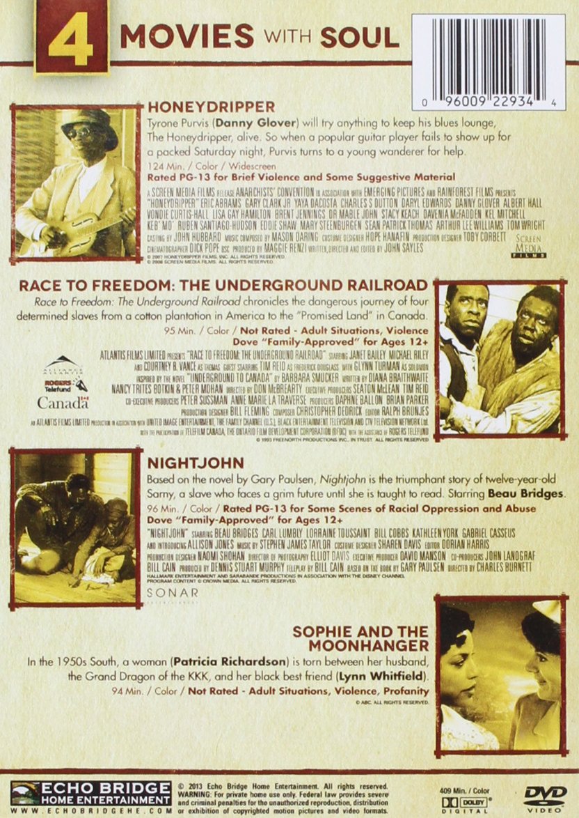 4 Inspirational Soul Movies Collection: Honeydripper, Go Tell It on the Mountain, Sophie and the MoonHanger & Race to Freedom - Perfect for Family Movie Nights and African American History Education