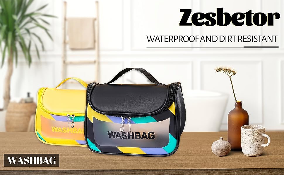 BESTOTTAM Clear Travel Makeup Bag for Women - Waterproof Cosmetic Organizer, Toiletry Pouch & Beauty Case - Perfect for Vacation, Gym, Business Trips (Black)