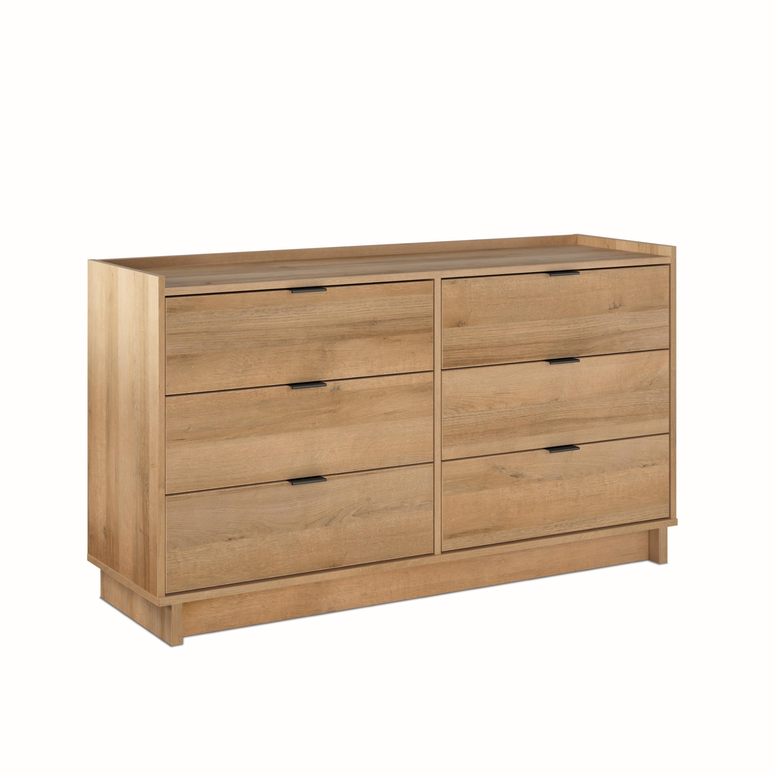 Prepac Simply Modern 6-Drawer Double Dresser - Oak Finish, 52.5