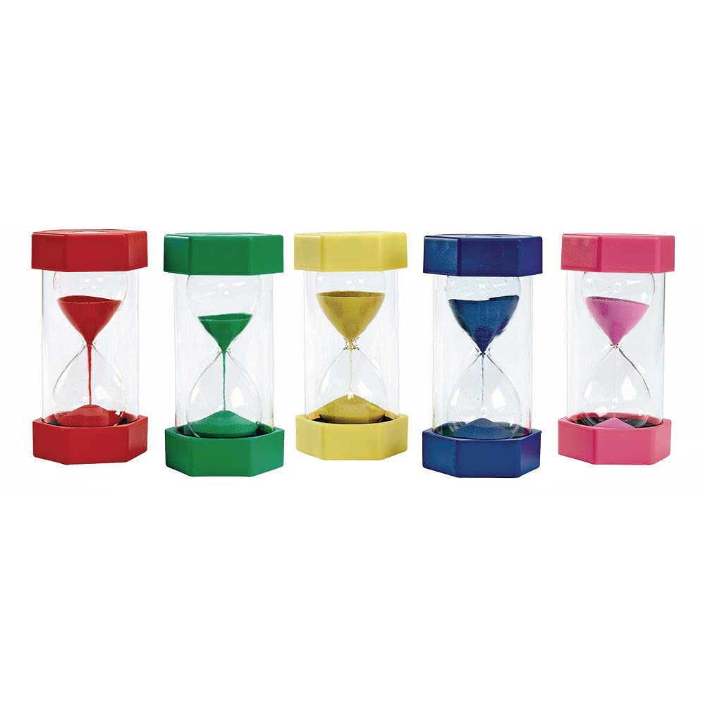 5-Piece Sand Timer Set for Kids & Classrooms - Excellerations Hourglass for Time Management, Games & STEM Learning Activities