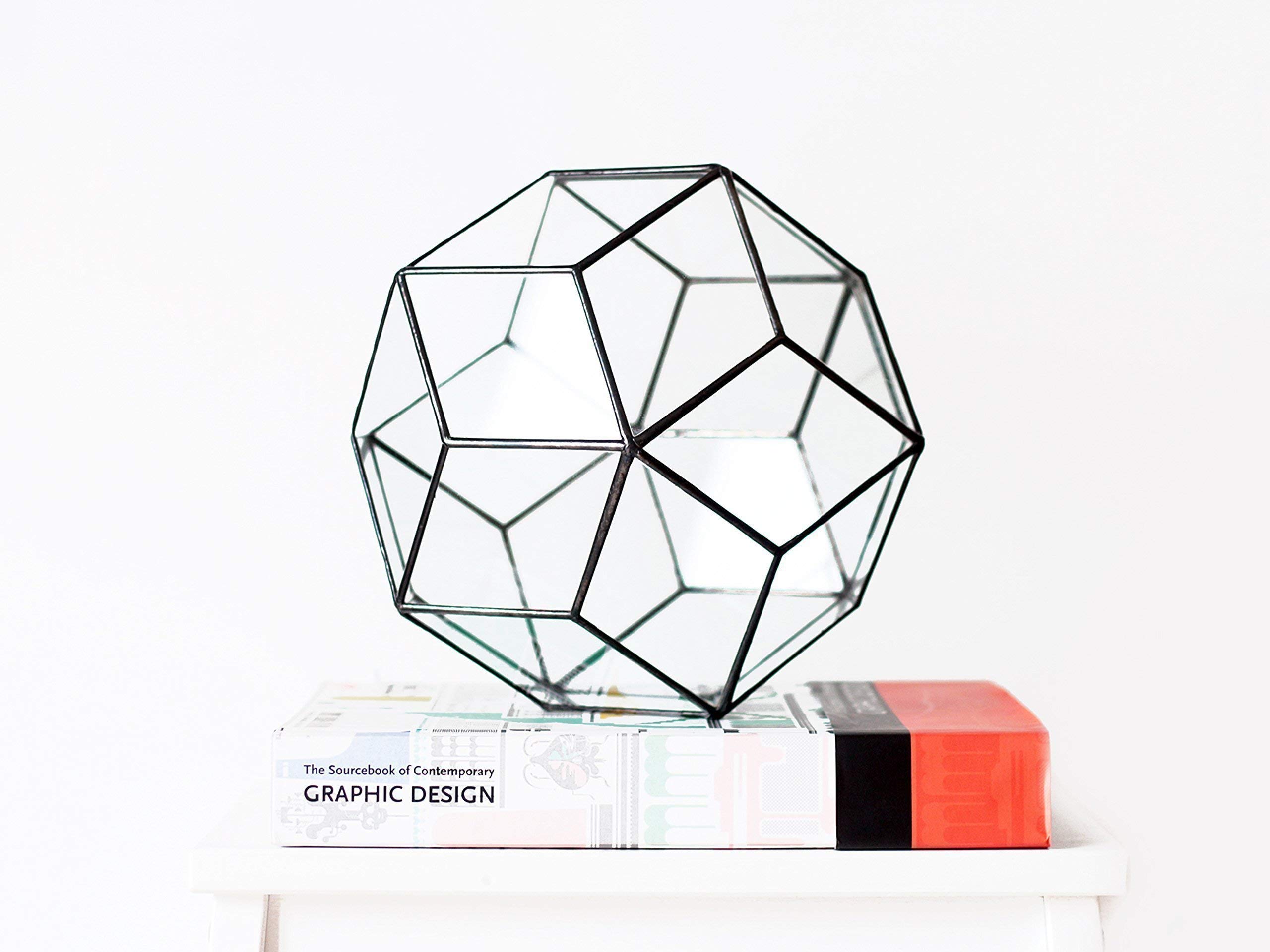 Large Geometric Glass Terrarium Container for Plants - Copper, Silver, Black | Modern Home Decor, Office Desk Display & DIY Succulent Garden