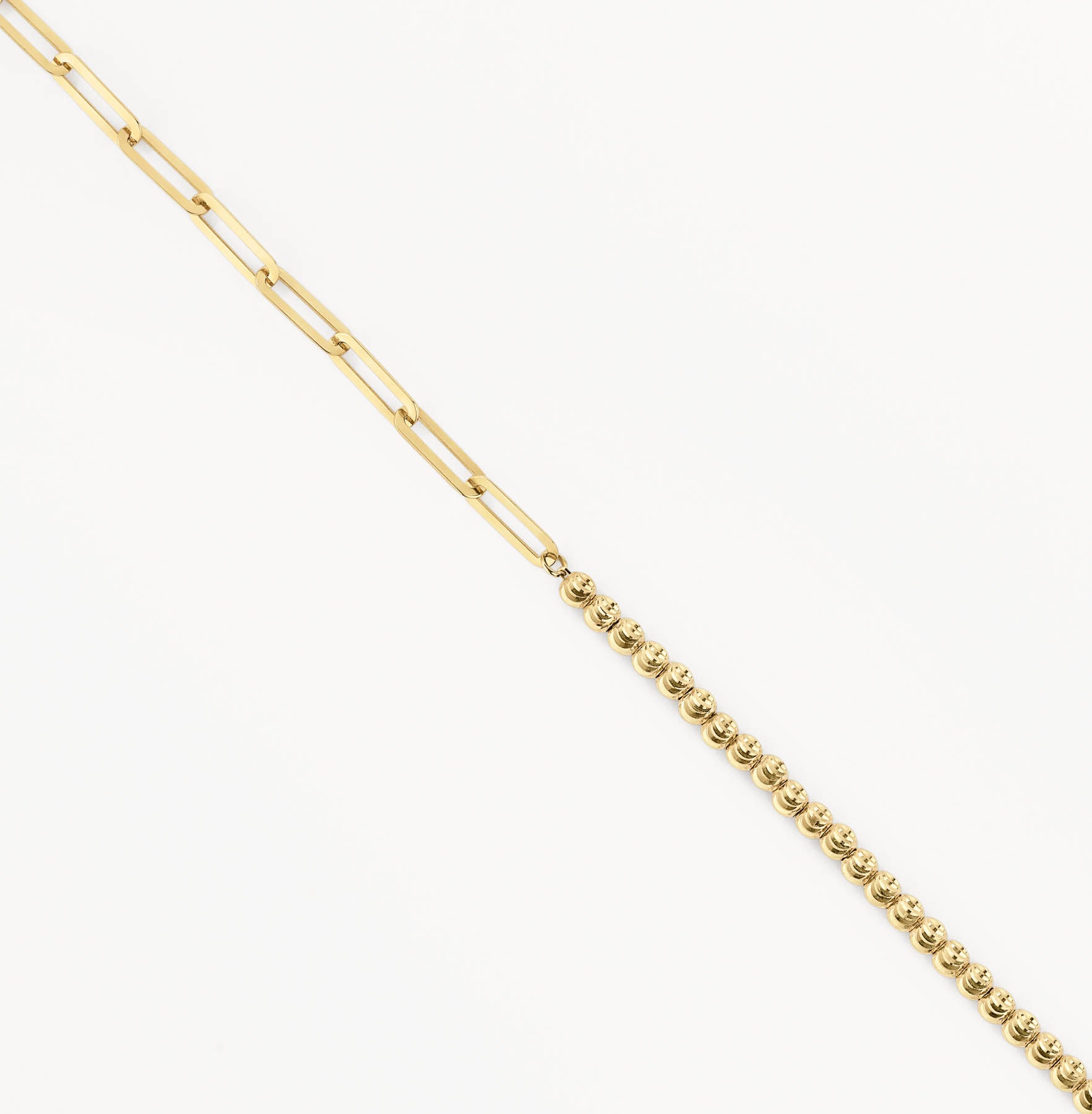 10k Gold Micro Beaded Half Paperclip Chain Bracelet for Women - Elegant Stackable Jewelry for Everyday Wear & Special Occasions