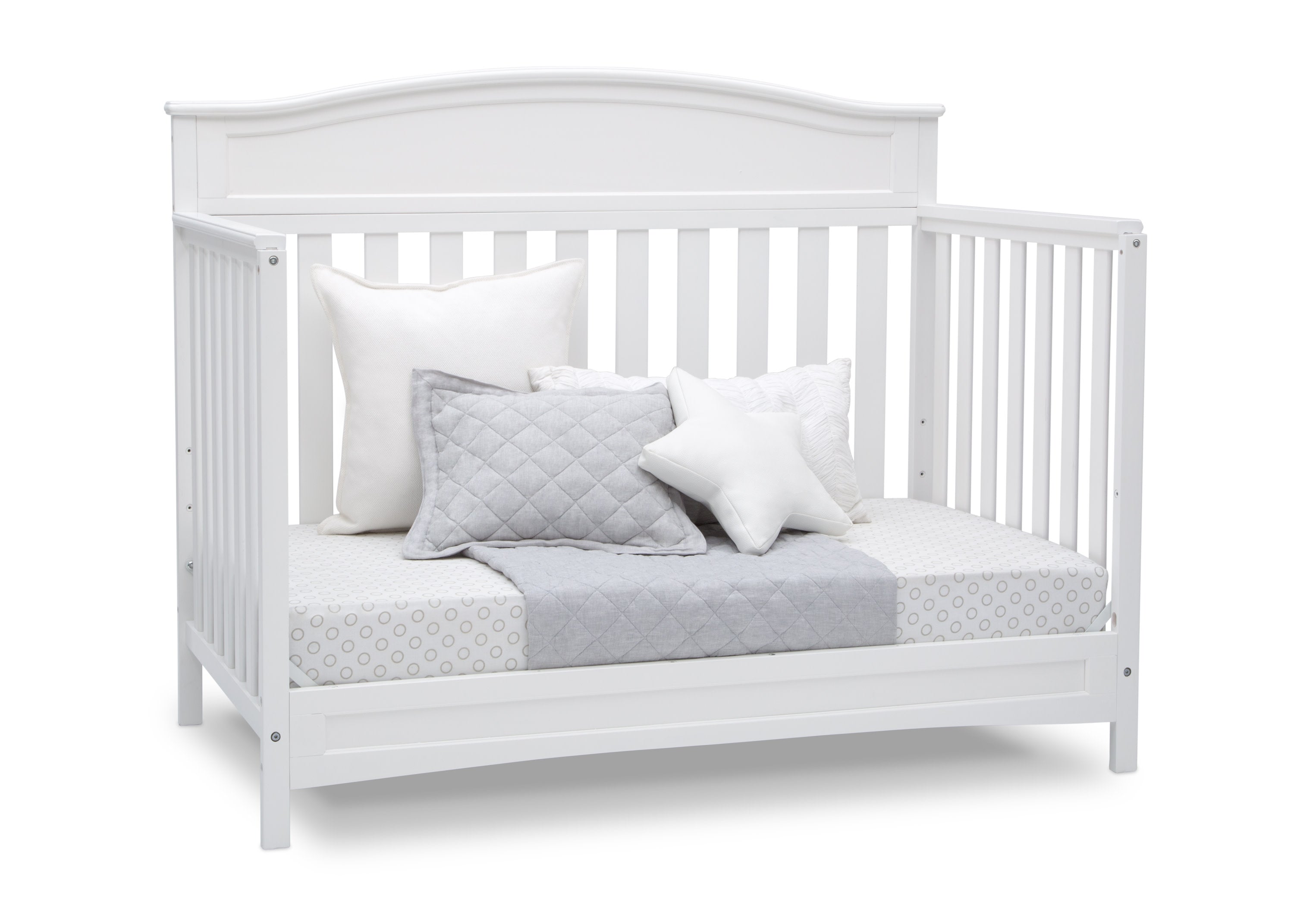 Emery 4-in-1 Convertible Baby Crib - White Nursery Furniture for Toddler to Full Size Bed - Perfect for Modern Nursery & Kids Bedroom Decor