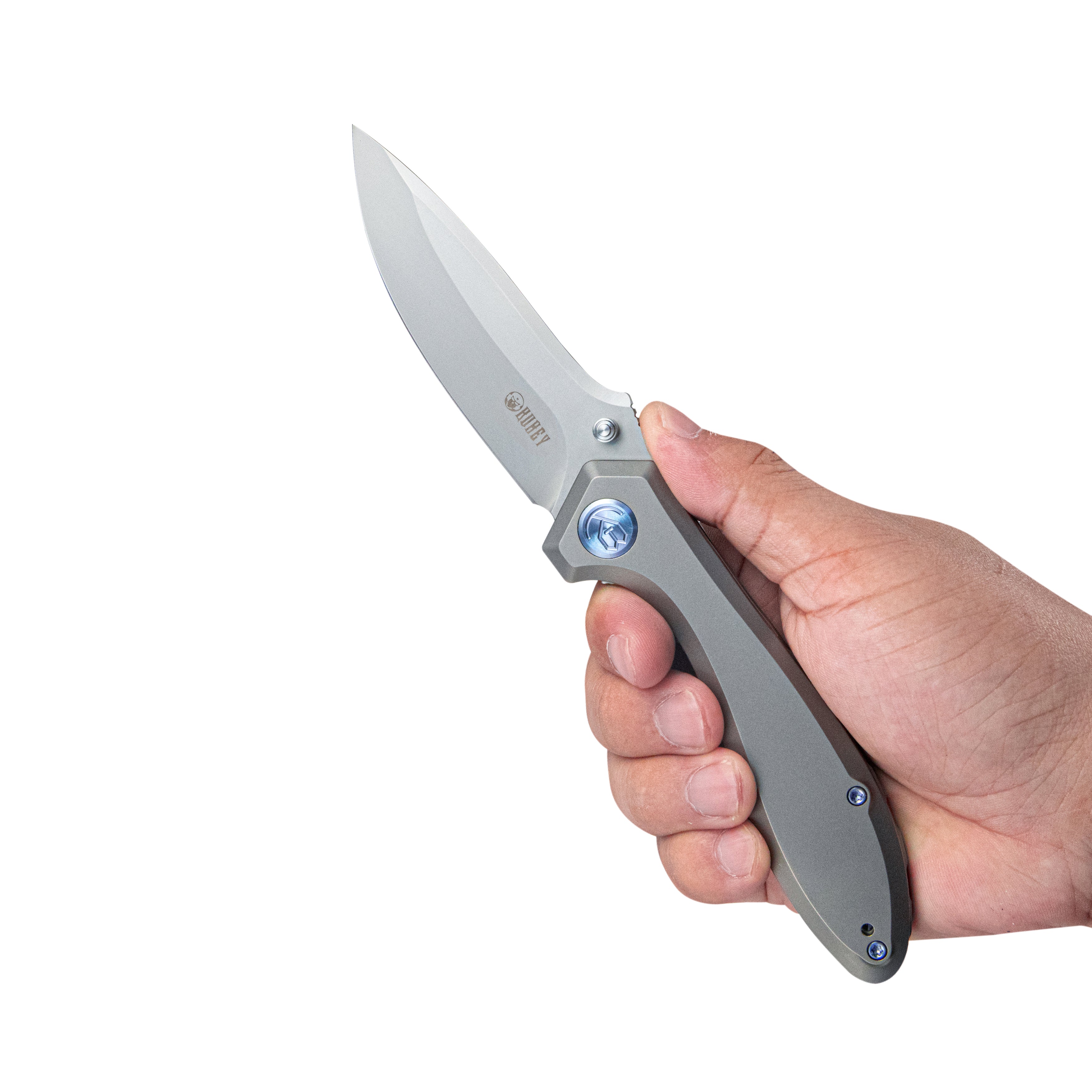 Ruckus Liner Lock Folding Knife - Gray Titanium Handle, 3.31