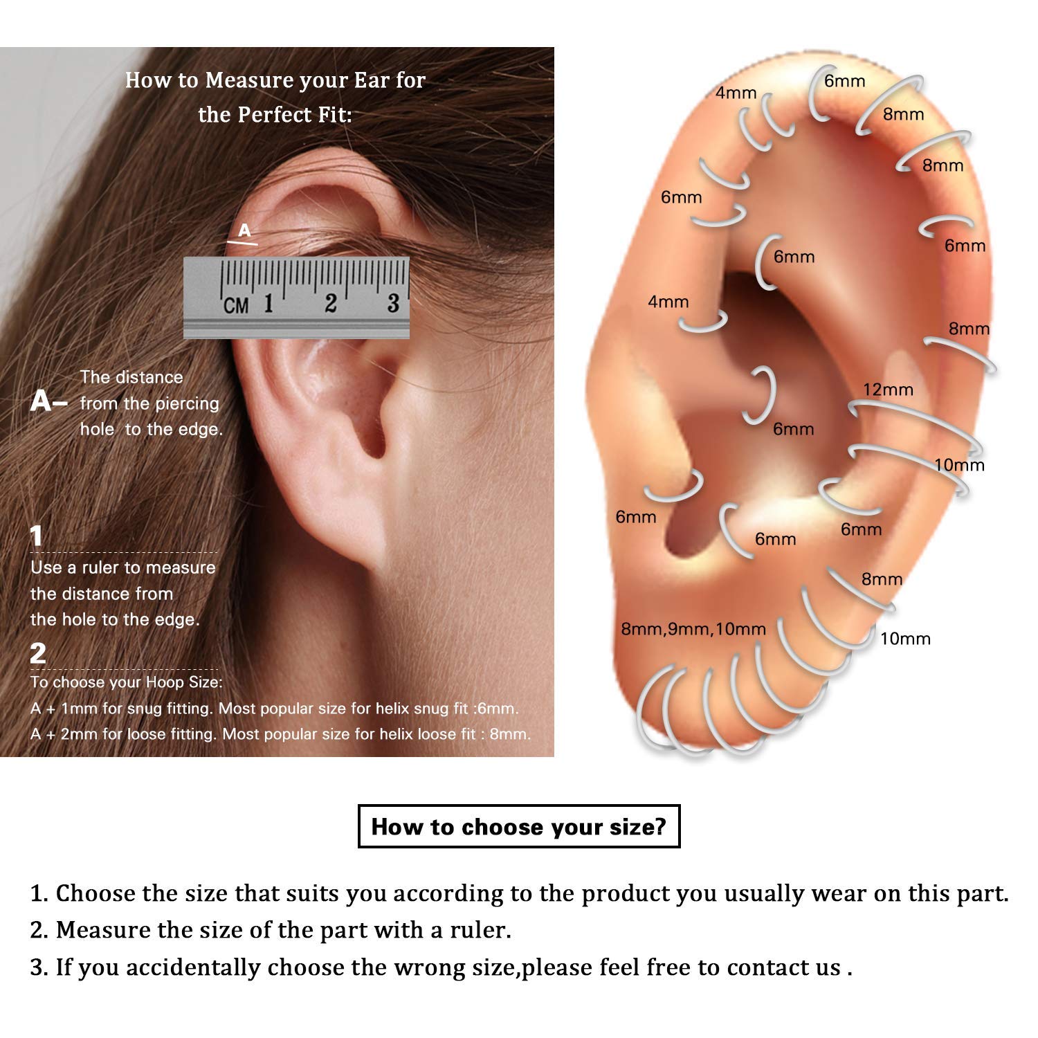 20G Hoop Earrings for Women & Girls - 316L Surgical Steel Hypoallergenic Cartilage Earrings - 2 Piece Set - Perfect for Everyday Wear & Piercing Jewelry