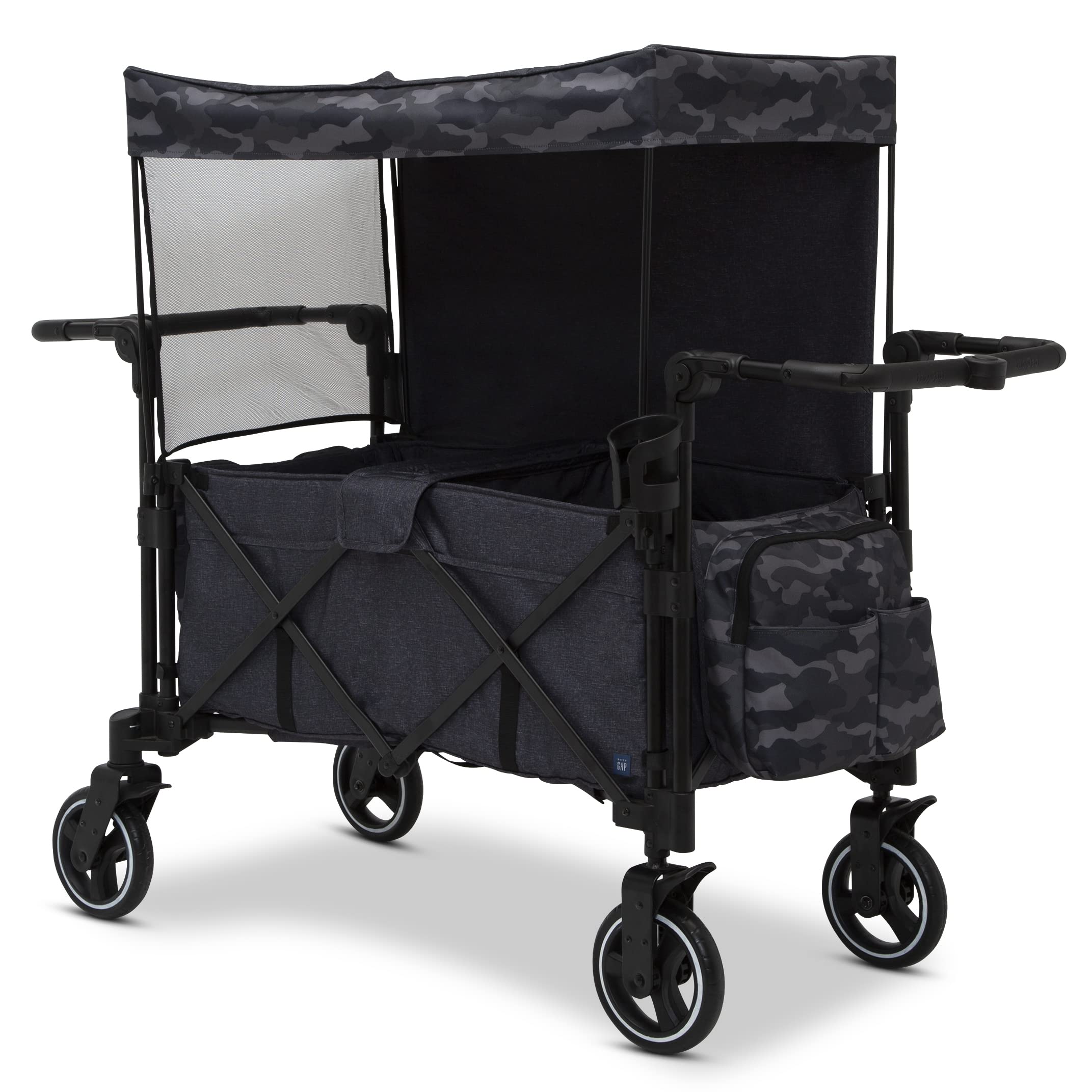 GAP babyGap Deluxe Explorer Wagon Stroller for Toddlers - Black Camouflage Design | Lightweight Foldable Baby Stroller for Outdoor Adventures, Shopping & Travel