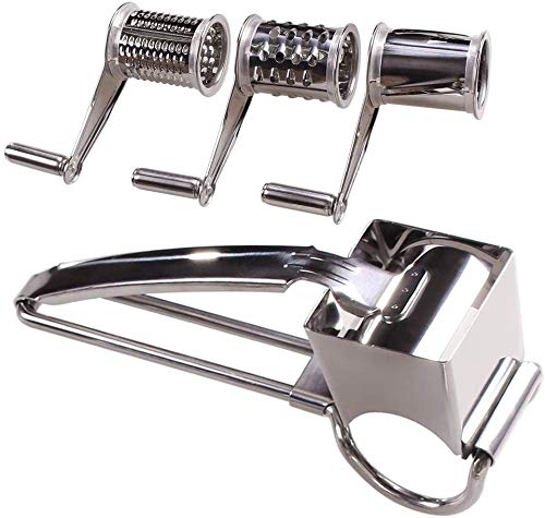 QJHP Rotary Cheese Grater & Vegetable Shredder - Stainless Steel Multi-Function Cutter Slicer for Cheese, Carrots, Potatoes - Perfect for Kitchen, Salad Prep & Cooking