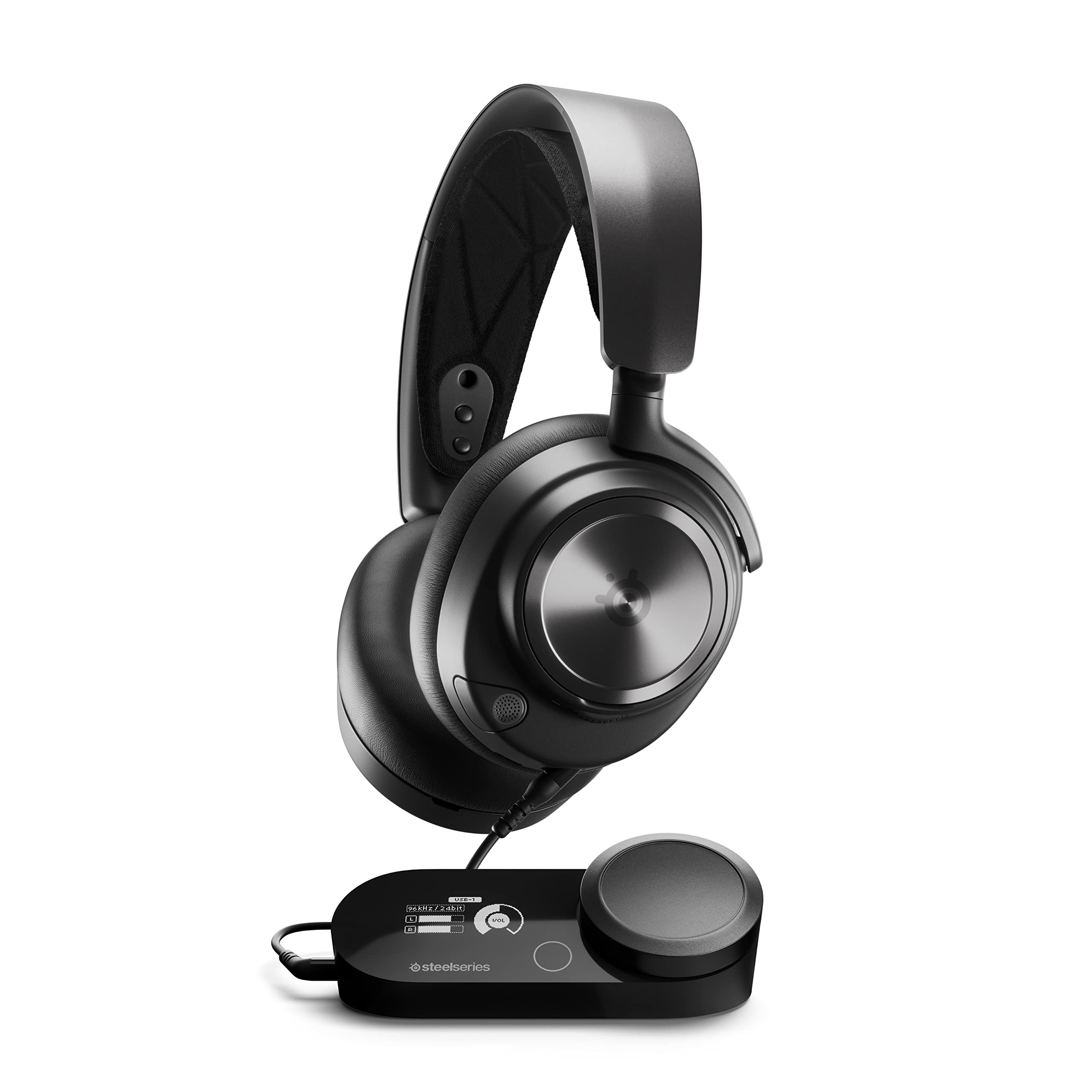 SteelSeries Arctis Nova Pro Multi-System Gaming Headset with Hi-Fi Drivers, Hi-Res Audio & 360° Spatial Sound | GameDAC Gen 2 | ESS Sabre Quad-DAC | Retractable Mic | for PC, PS5, PS4, Nintendo Switch | Perfect for Competitive Gaming & Immersive Entertainment
