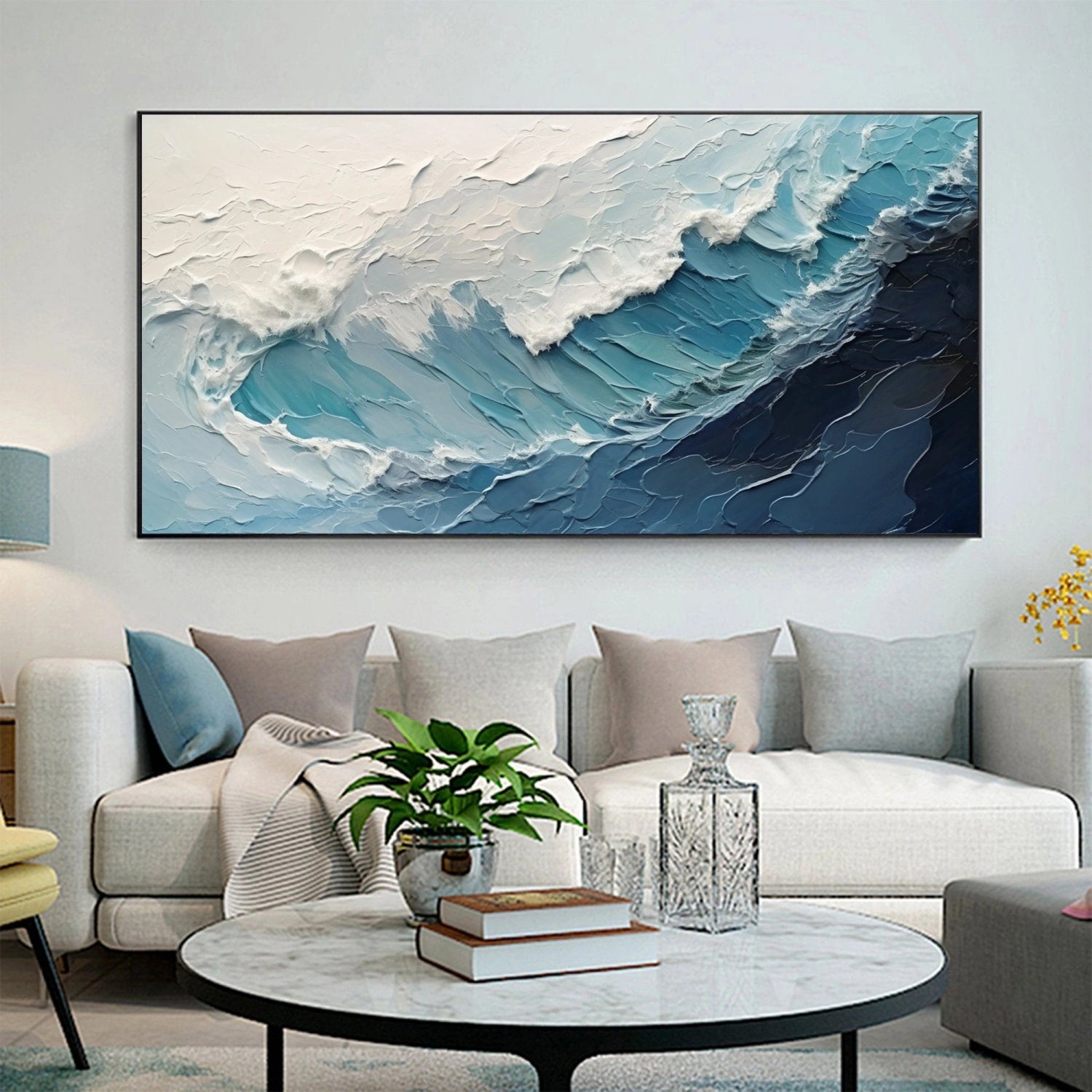 Ocean and Sky Painting #OS 241 - Handmade Canvas Wall Art for Home Decor, Office & Living Room - Coastal Landscape Artwork for Beach House & Modern Interior Design