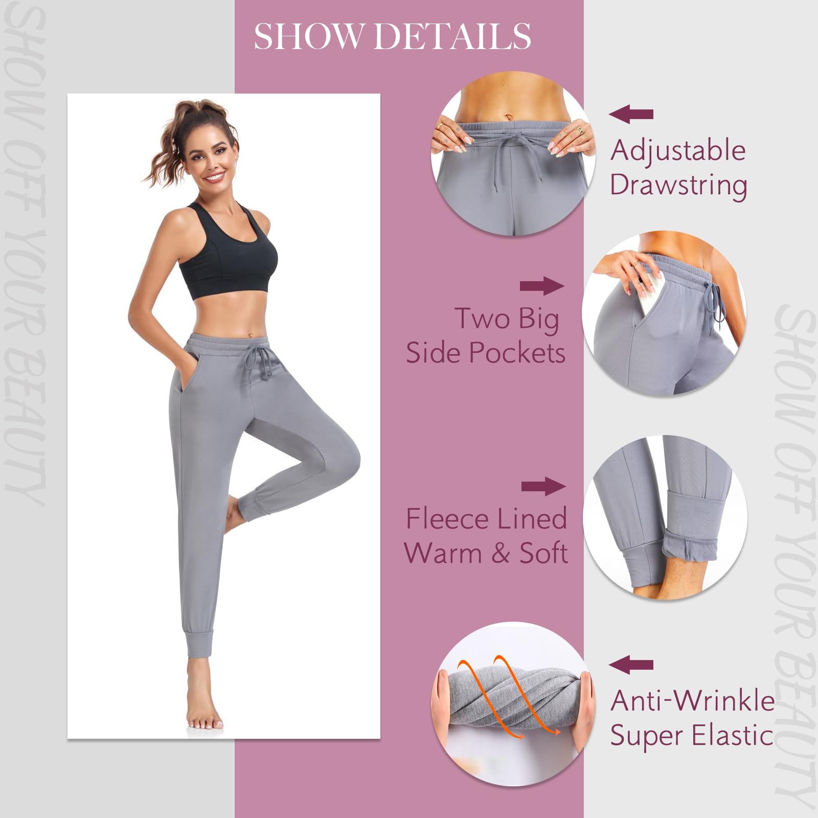 NEW YOUNG Women's 3 Pack Fleece Lined Sweatpants - Soft Joggers with Pockets for Workout, Yoga & Lounge | Cozy Winter Pants for Running, Gym & Casual Wear