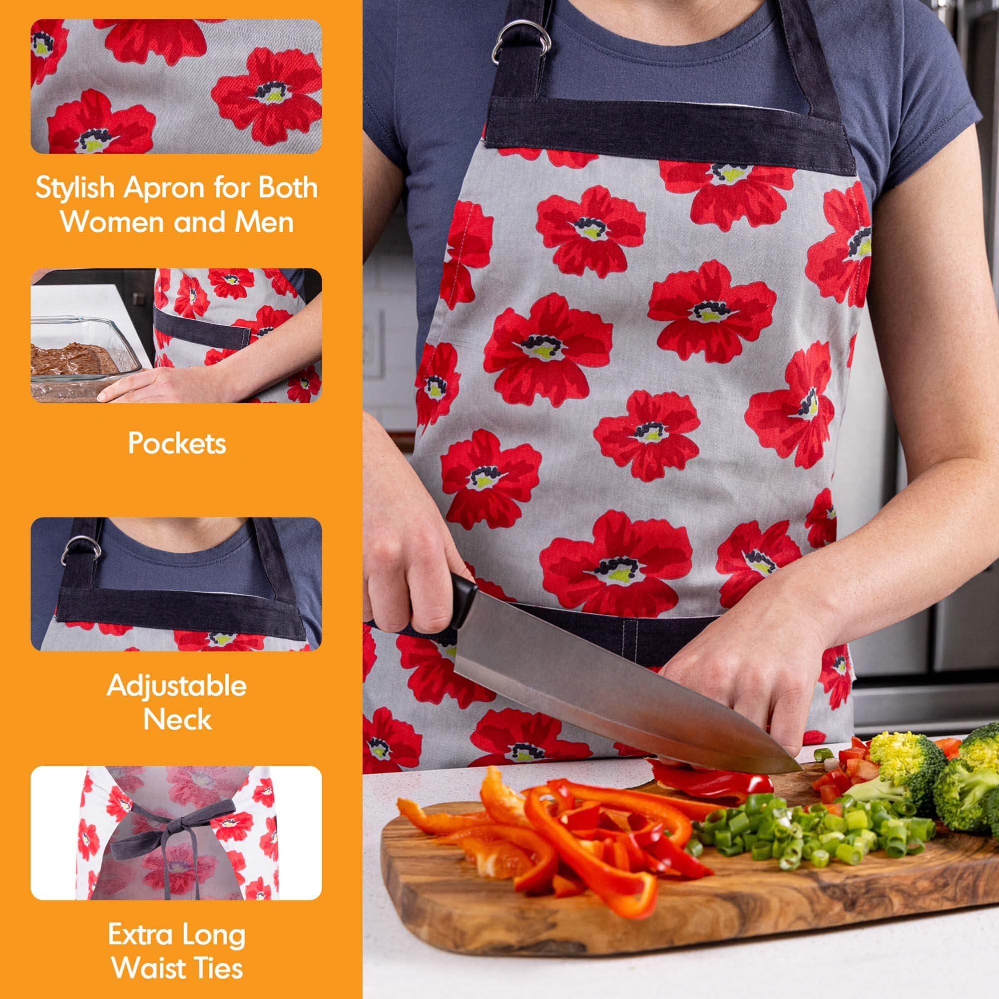 Premium Cotton Kitchen Apron with Pockets - Unisex for Cooking & Baking