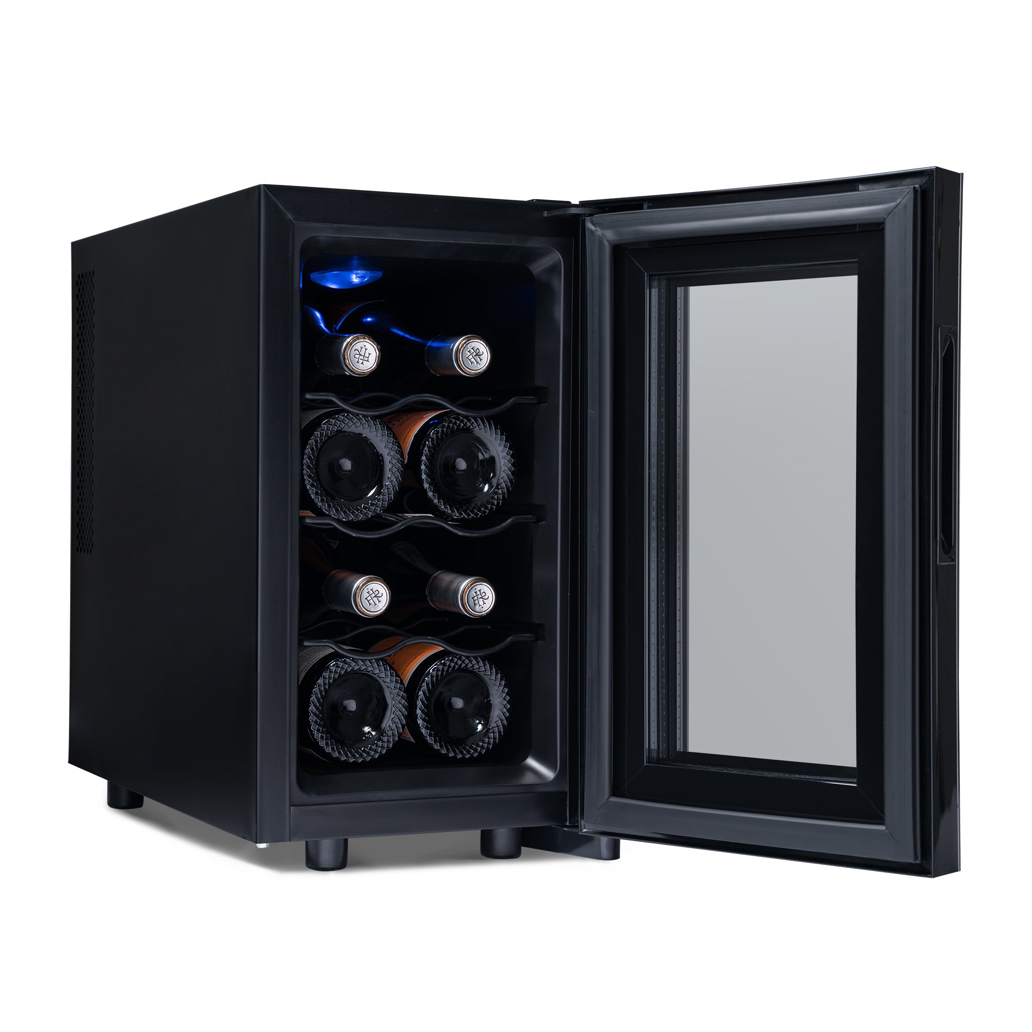 Newair® 8 Bottle 10.2 Inch Black Freestanding Countertop Wine Cooler Refrigerator - Perfect for Kitchen, Bar, Dining Room & Wine Cellar Storage