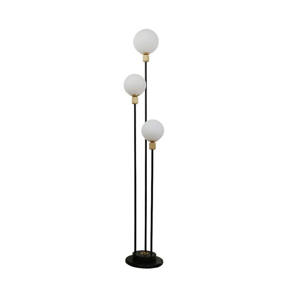 Nordic Floor Lamp with E27 Socket, Round Glass & Rattan Shade, Wrought Iron Standing Light for Bedroom, Living Room, or Bedside - Perfect for Cozy Reading Nooks and Modern Home Decor (Color: Glass)