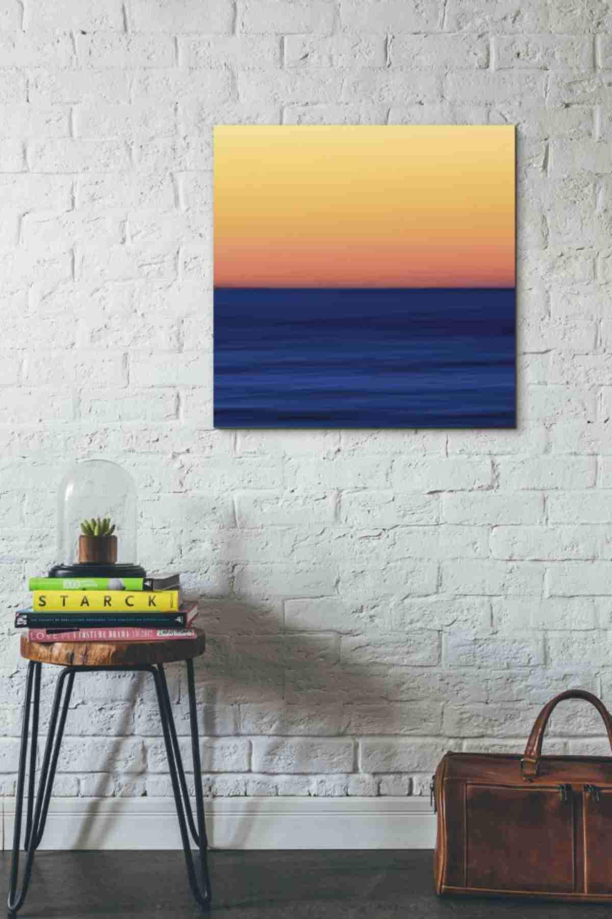 Fire Water by Katherine Gendreau - 26x26 Inch Modern Abstract Canvas Wall Art Painting for Living Room, Bedroom & Office Decor