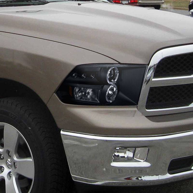 Halo Projector Headlights for 2009-2016 RAM 1500 2500 3500 - LED Angel Eye HID Conversion Kit (Pair) - Upgrade Your Truck's Style & Night Visibility for Off-Roading & Daily Driving
