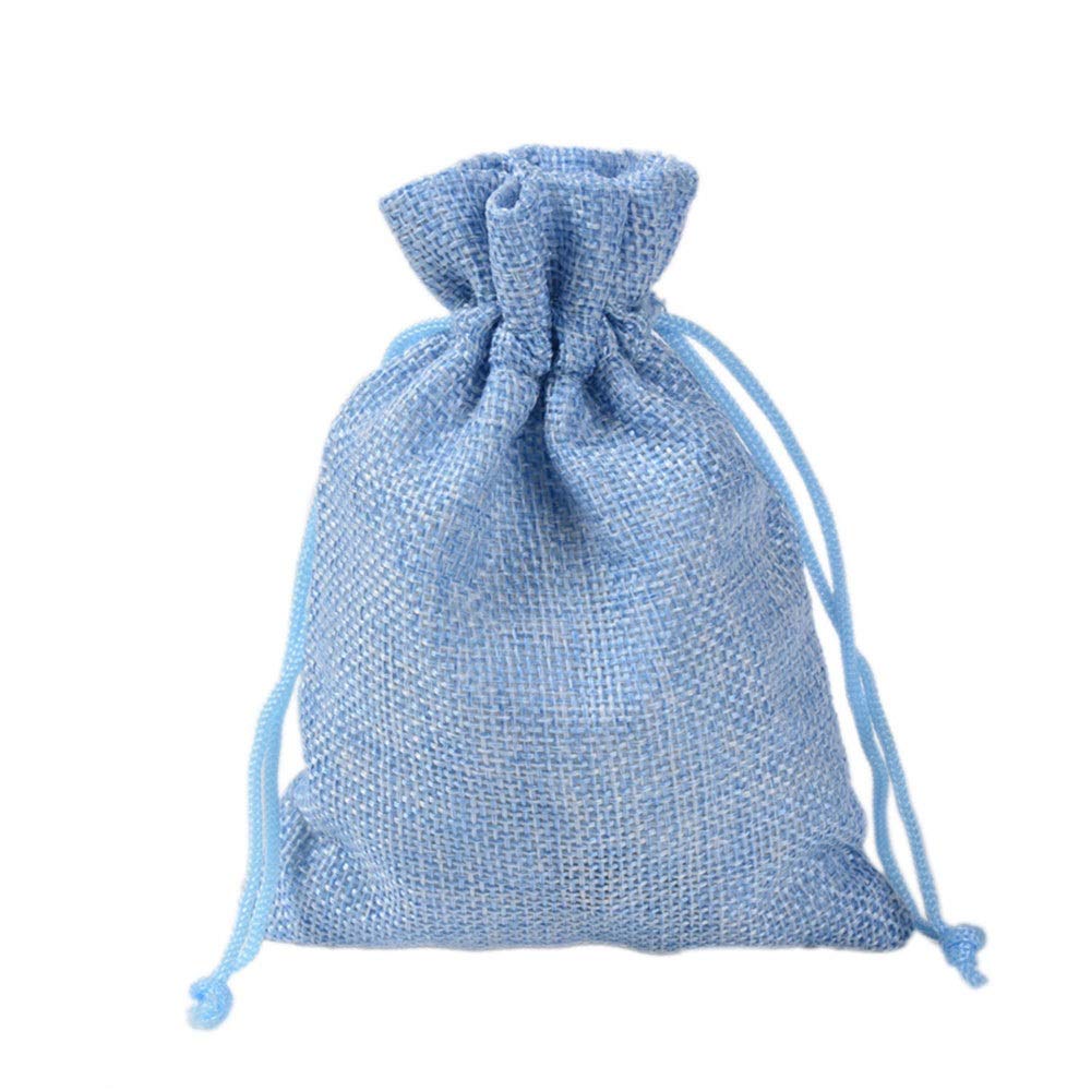 Premium 100-Pack Monochrome Linen Drawstring Gift Bags - Elegant Wedding Favors, Makeup Pouches & Party Favor Bags (17x23cm, Light Blue) - Perfect for Bridal Showers, Birthday Gifts & Corporate Events