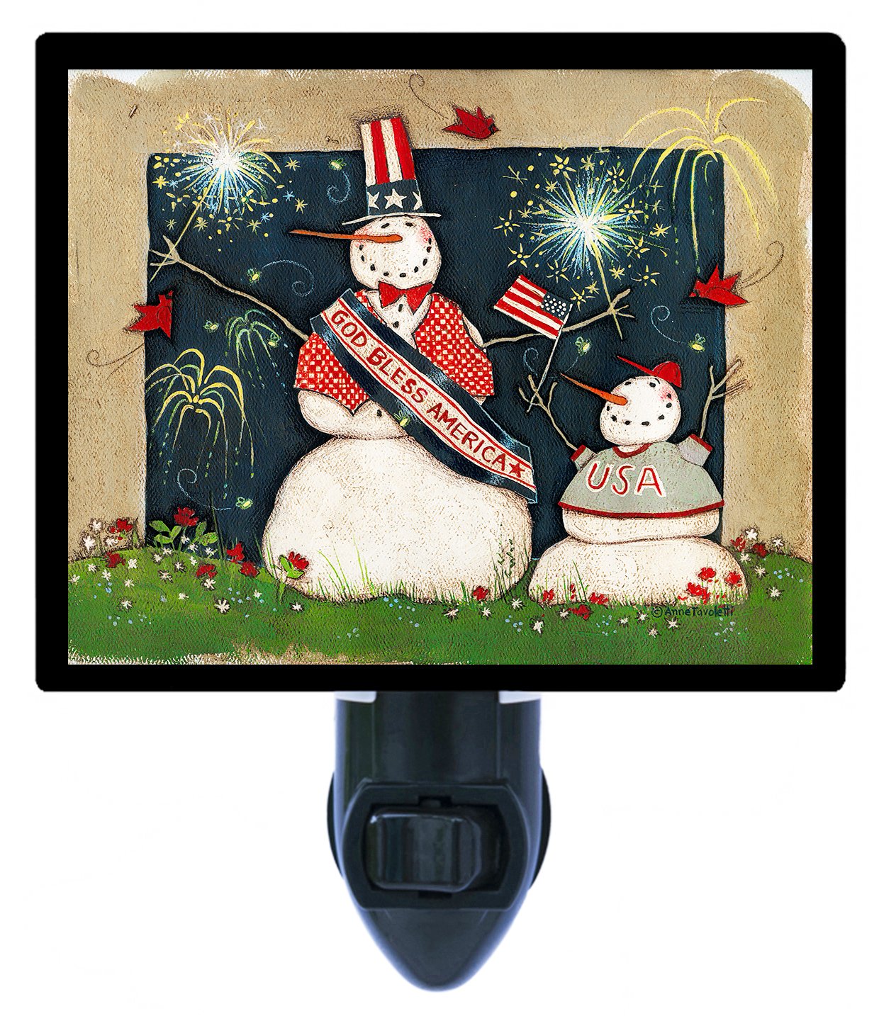 Patriotic Snowman LED Night Light for July 4th Decor - Perfect for Bedroom, Nursery, Holiday Party & Christmas Decorations