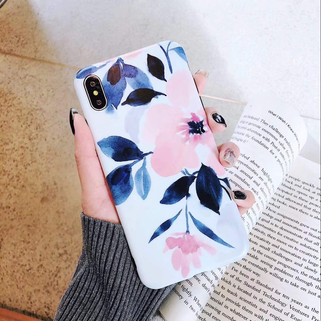 Floral iPhone 13 Pro Max Case - Peach Blossom TPU Cover with Artistic Ink Painting Design | Pink Rubber Protective Case for Women | Perfect for Spring, Everyday Use & Gift Giving