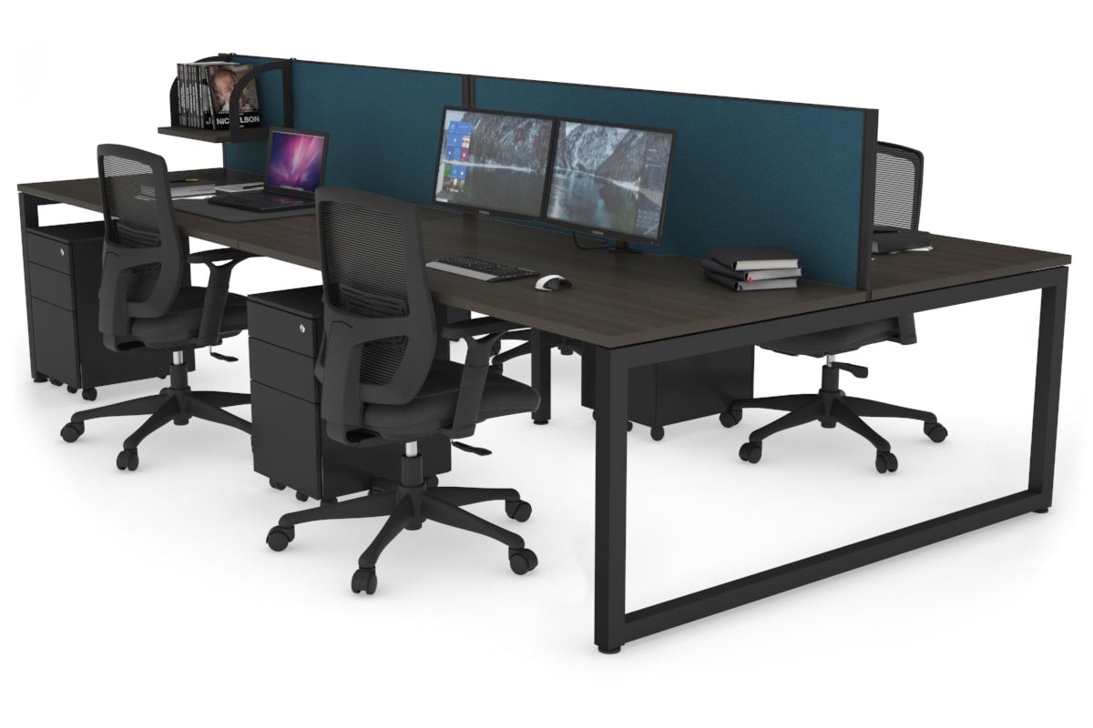 Quadro Loop Legs 4 Person Office Workstation - 1800L x 800W with Cable Management Scallop - Ideal for Collaborative Workspaces & Open Office Environments