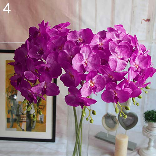 Mosichi 7 Heads Artificial Butterfly Orchid Flower - 1 Piece Realistic Purple Cloth Flower for Wedding Centerpieces, Home Decor, Office Decoration & Party Arrangements
