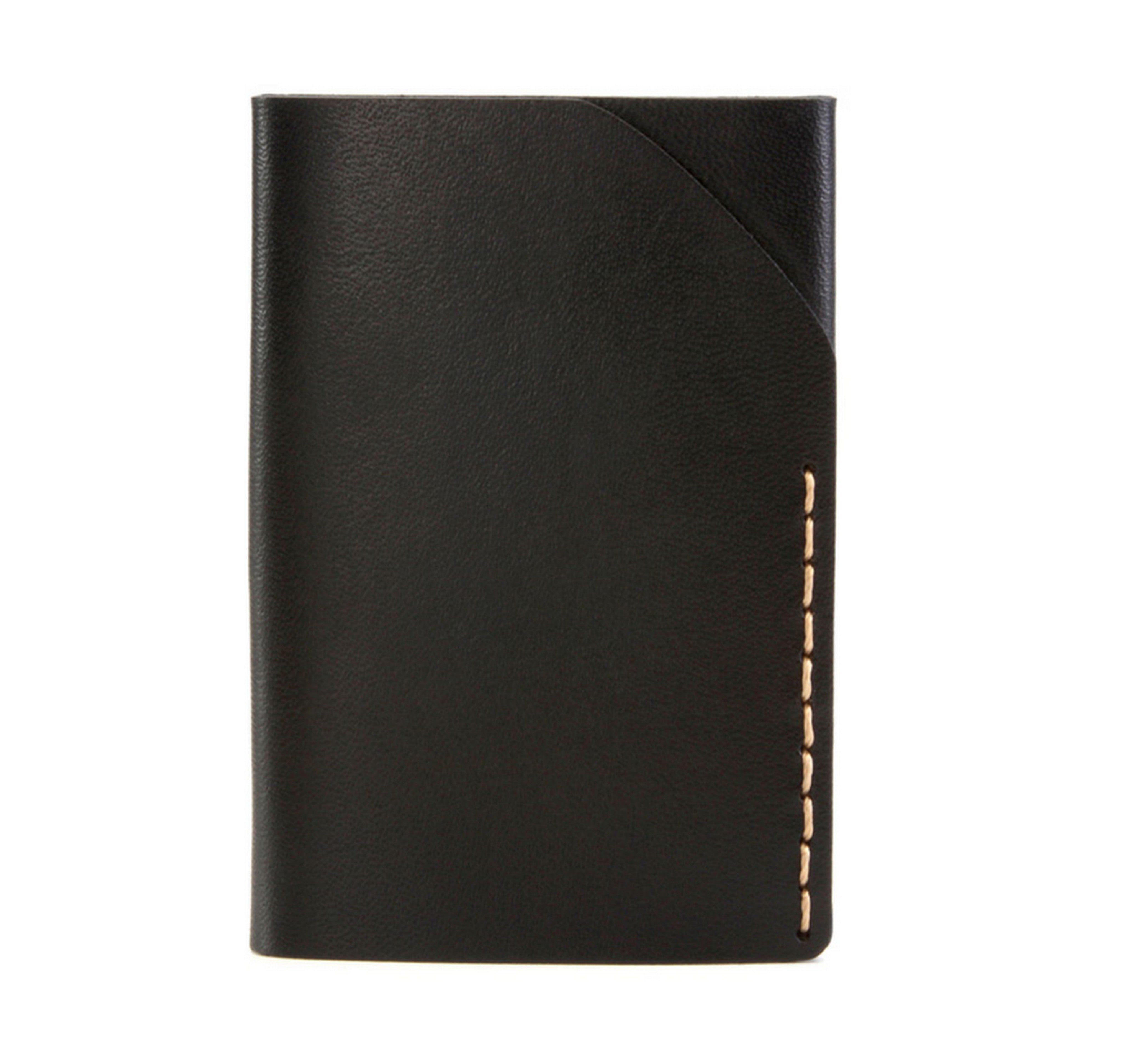 Ezra Arthur No. 2 Genuine Leather Wallet Card Case with Jet Top Stitch - Slim RFID Blocking Minimalist Front Pocket Wallet for Men (Perfect for Everyday Carry, Travel & Business)