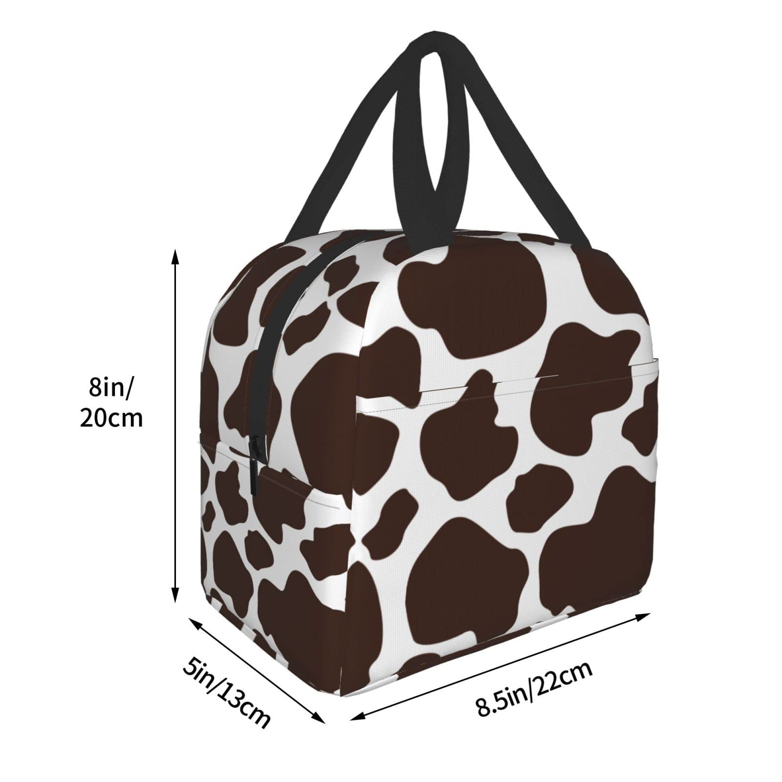 Insulated Cow Print Brown Lunch Bag - Reusable & Portable Meal Container for Men & Women - Perfect for Work, Travel, Picnic & Outdoor Activities